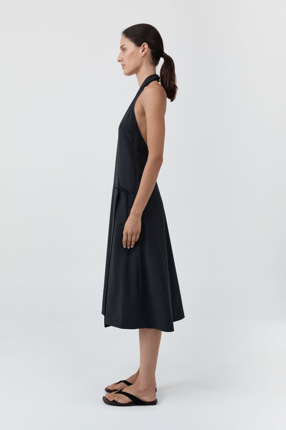 Wool Wrap Dress - Dark Graphite