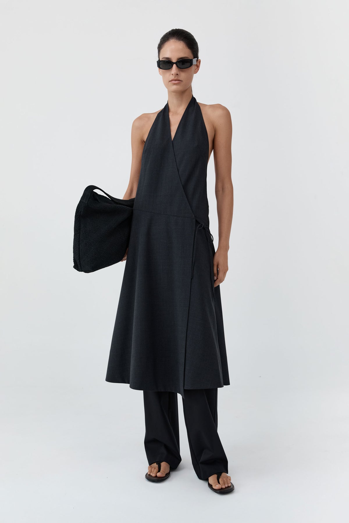 Wool Wrap Dress - Dark Graphite