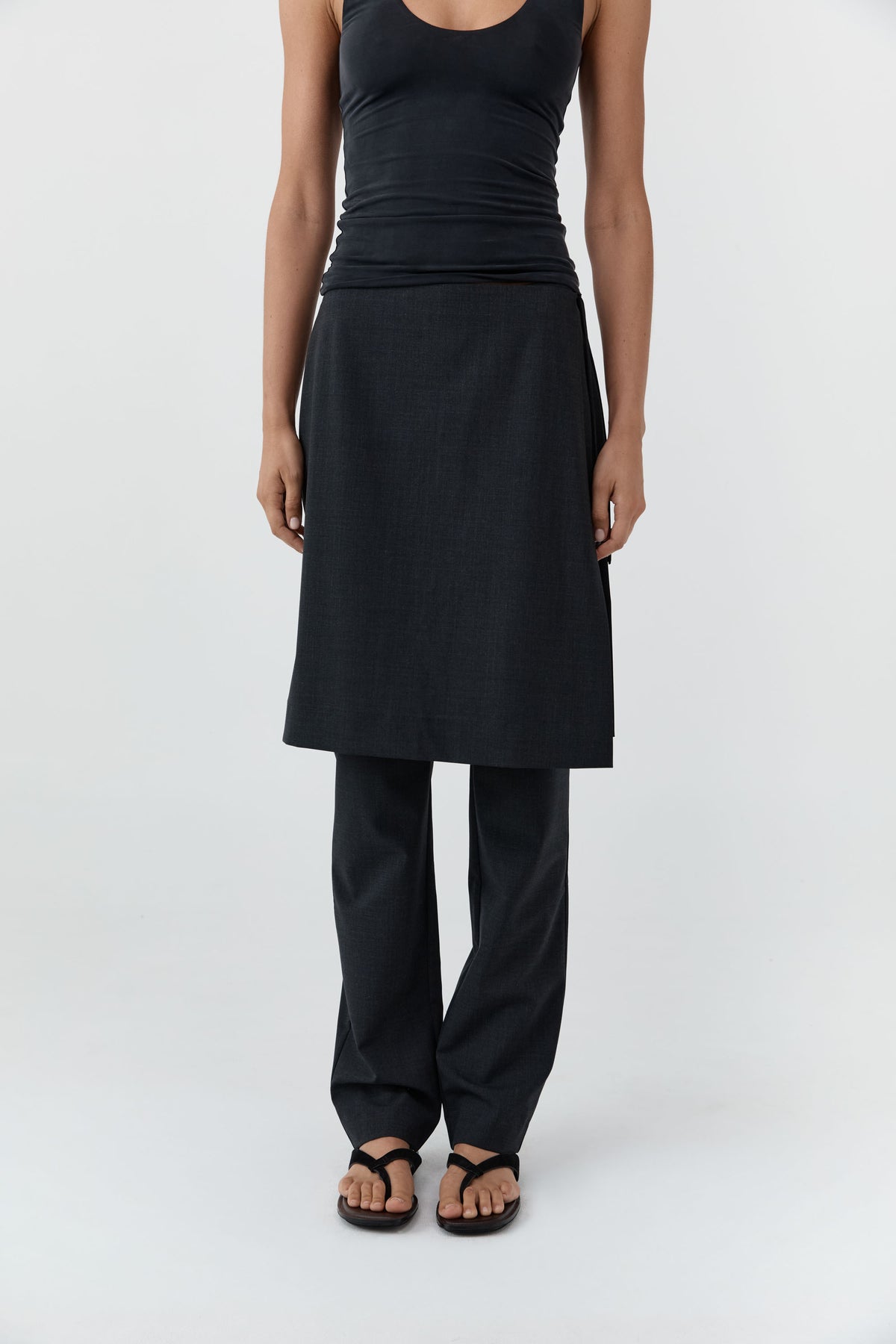 Wool Sarong Pants - Dark Graphite