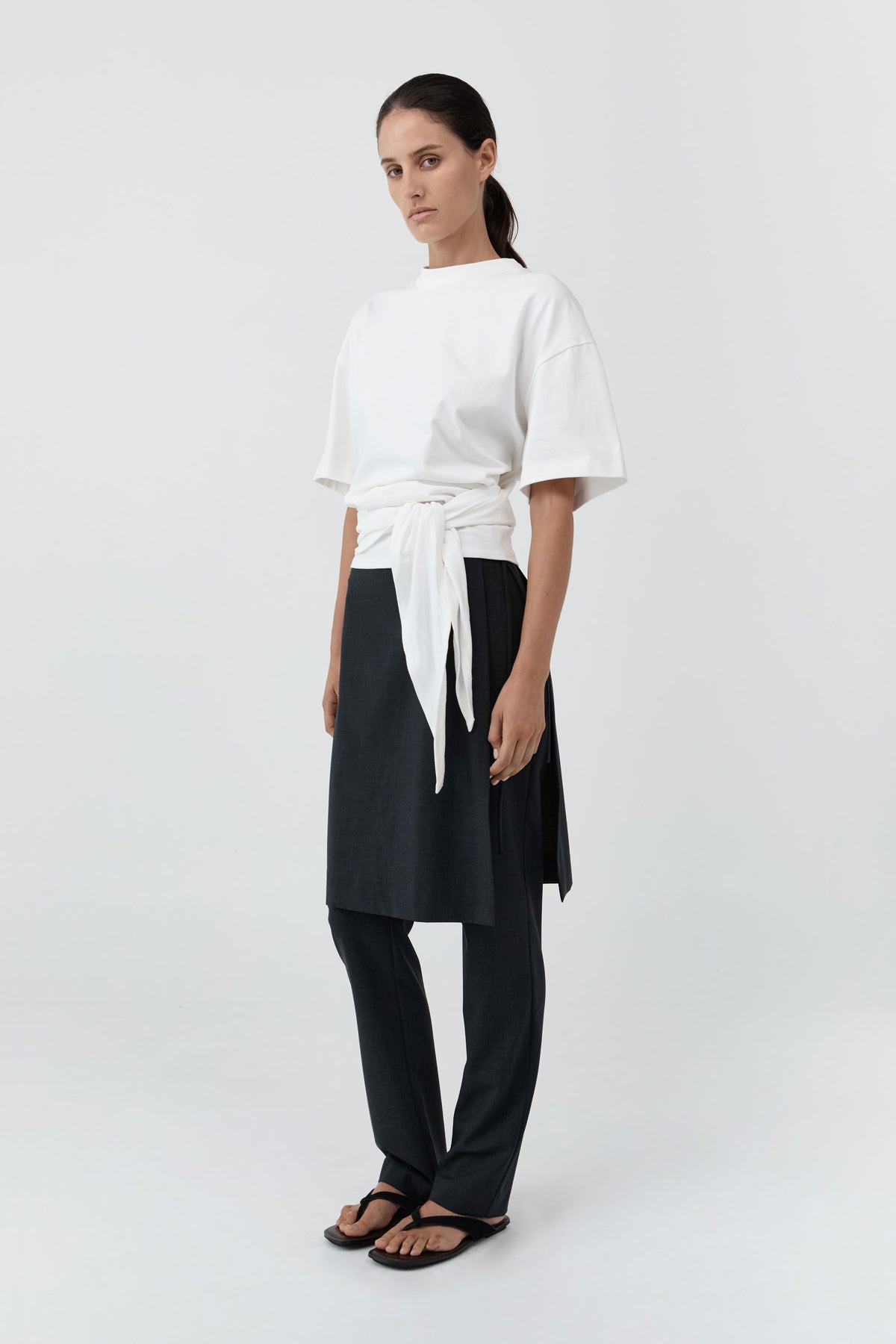Cotton Jersey Split Back Tee - Off White