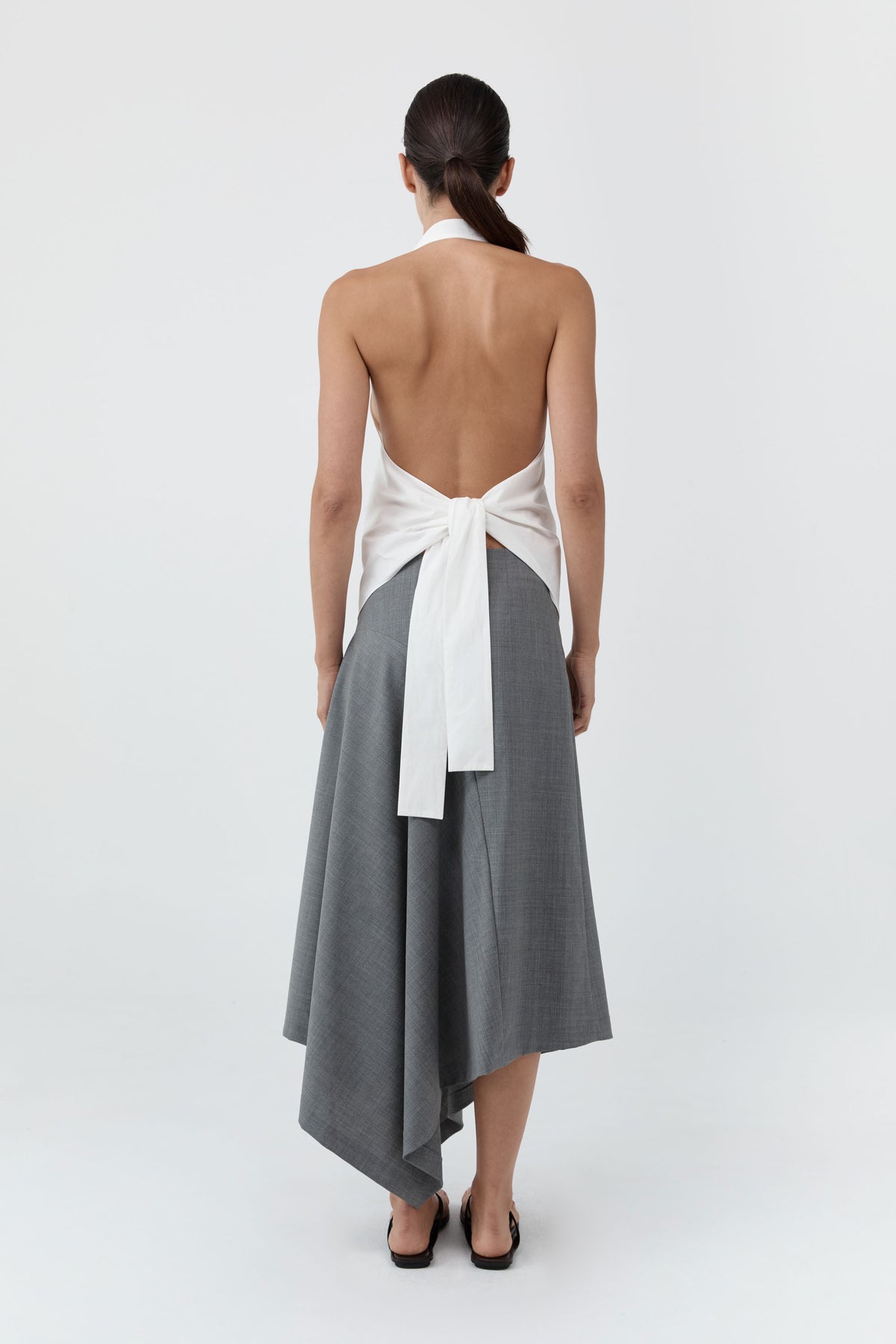 Button Detail Halter Top - Off White