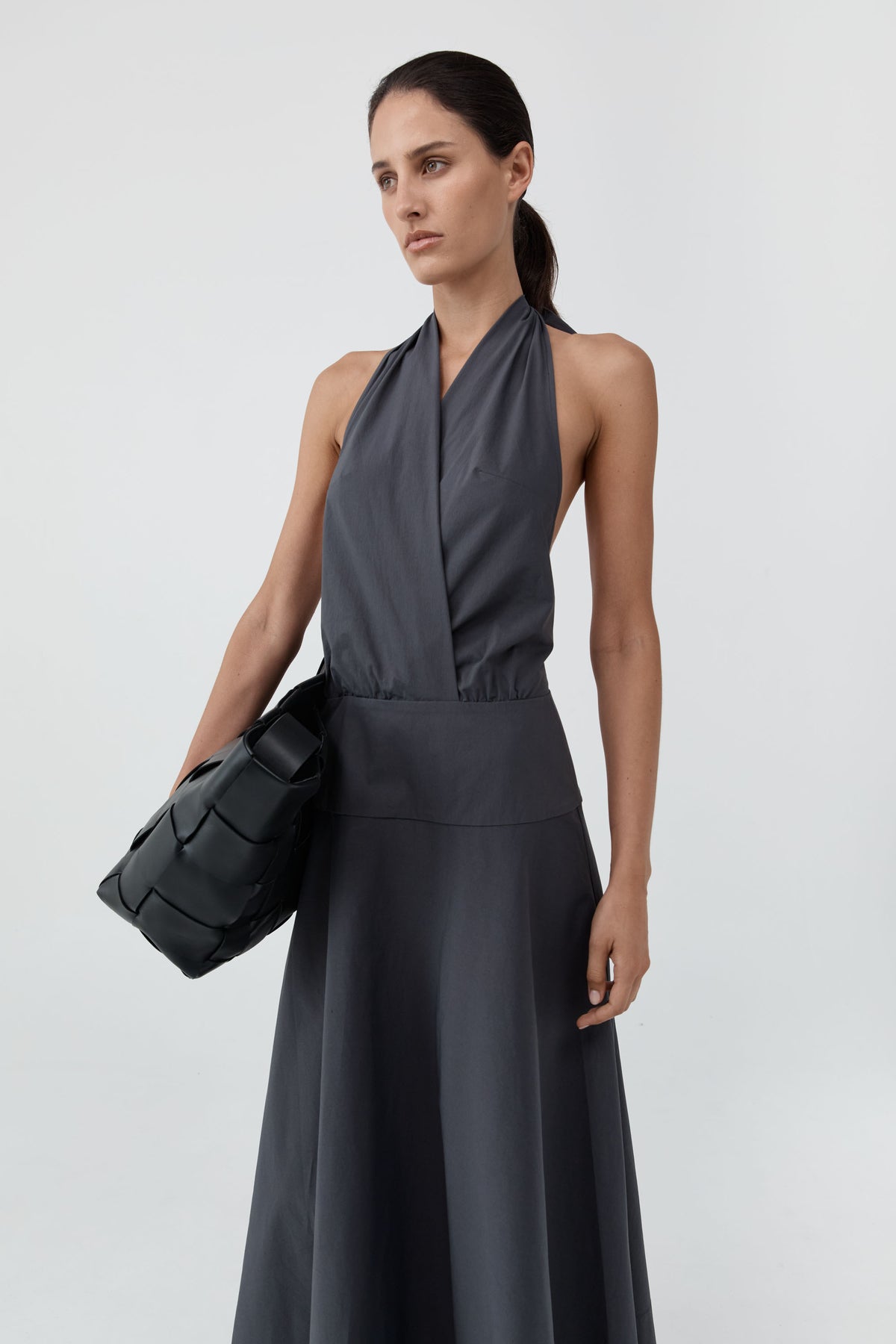 Halter Circle Hem Dress - Iron Glaze