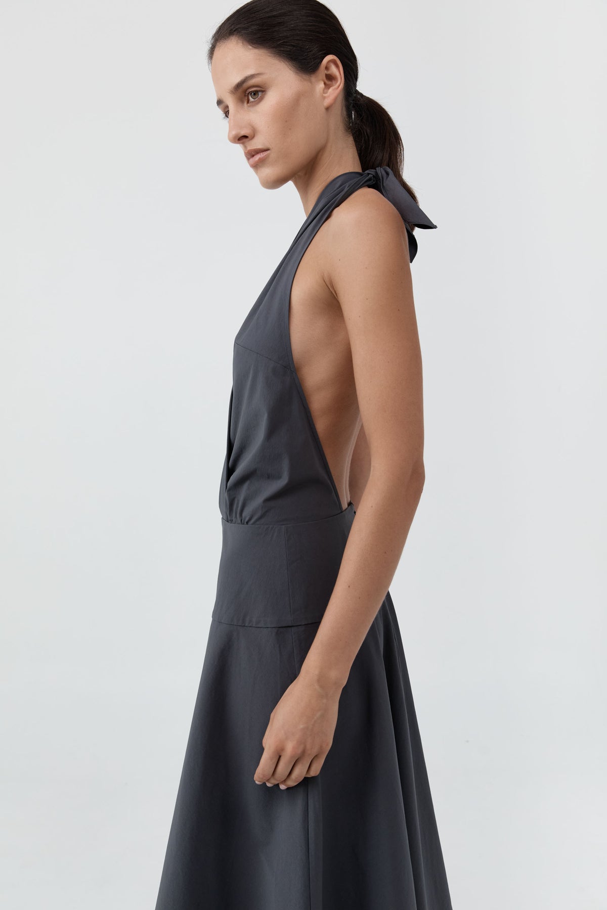 Halter Circle Hem Dress - Iron Glaze
