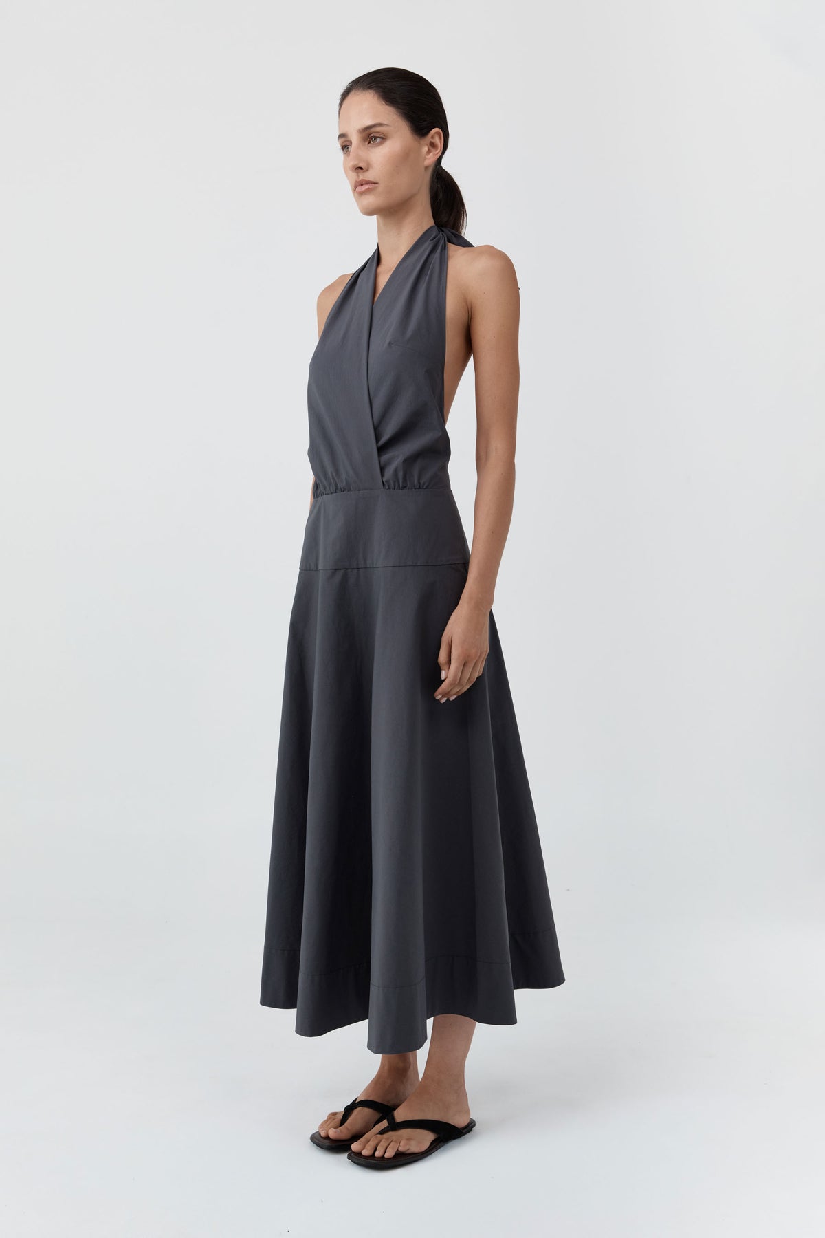 Halter Circle Hem Dress - Iron Glaze