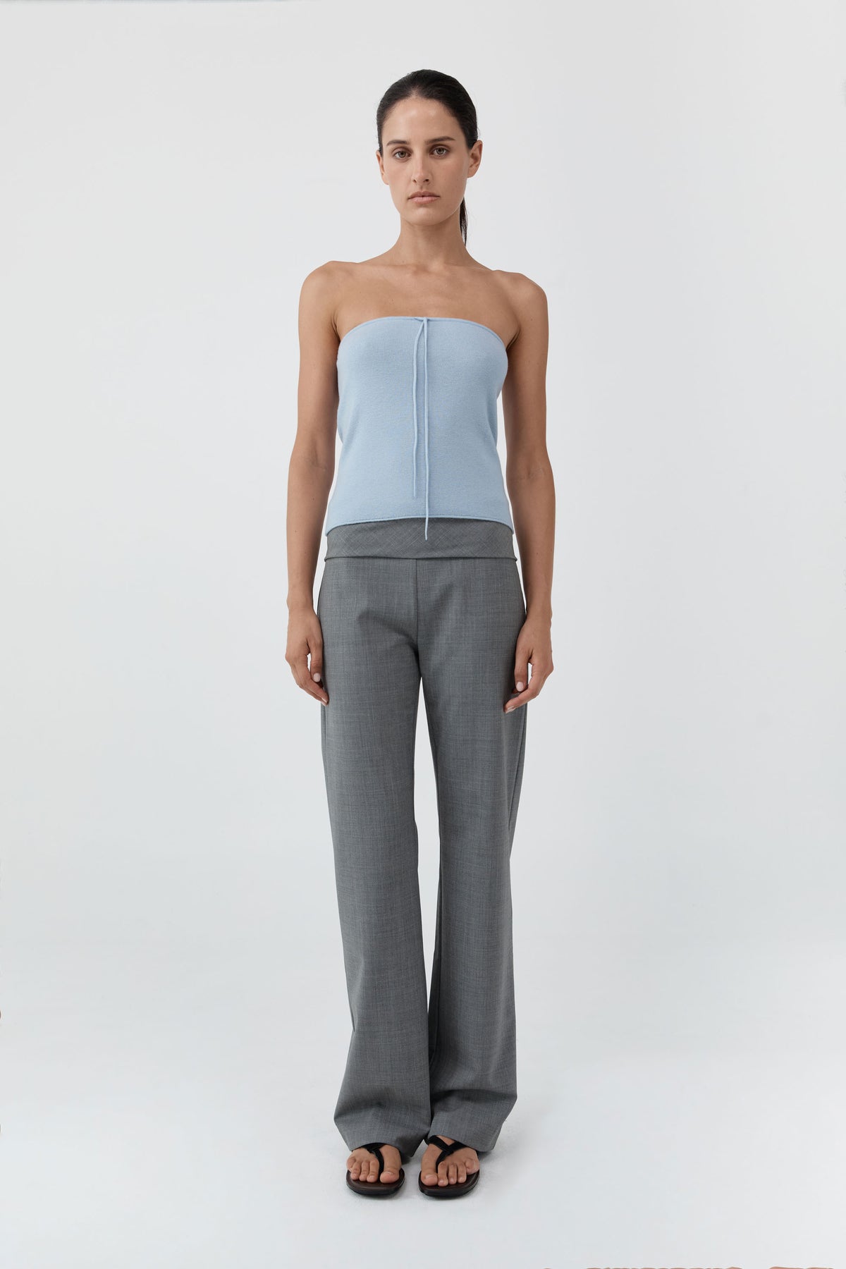 Wool Strapless Top - Light Steel