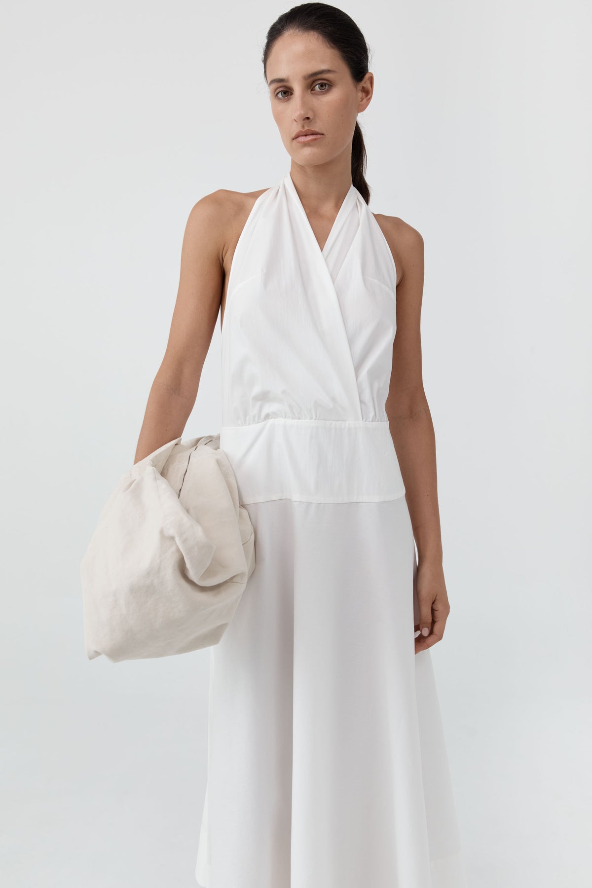 Halter Circle Hem Dress - Off White