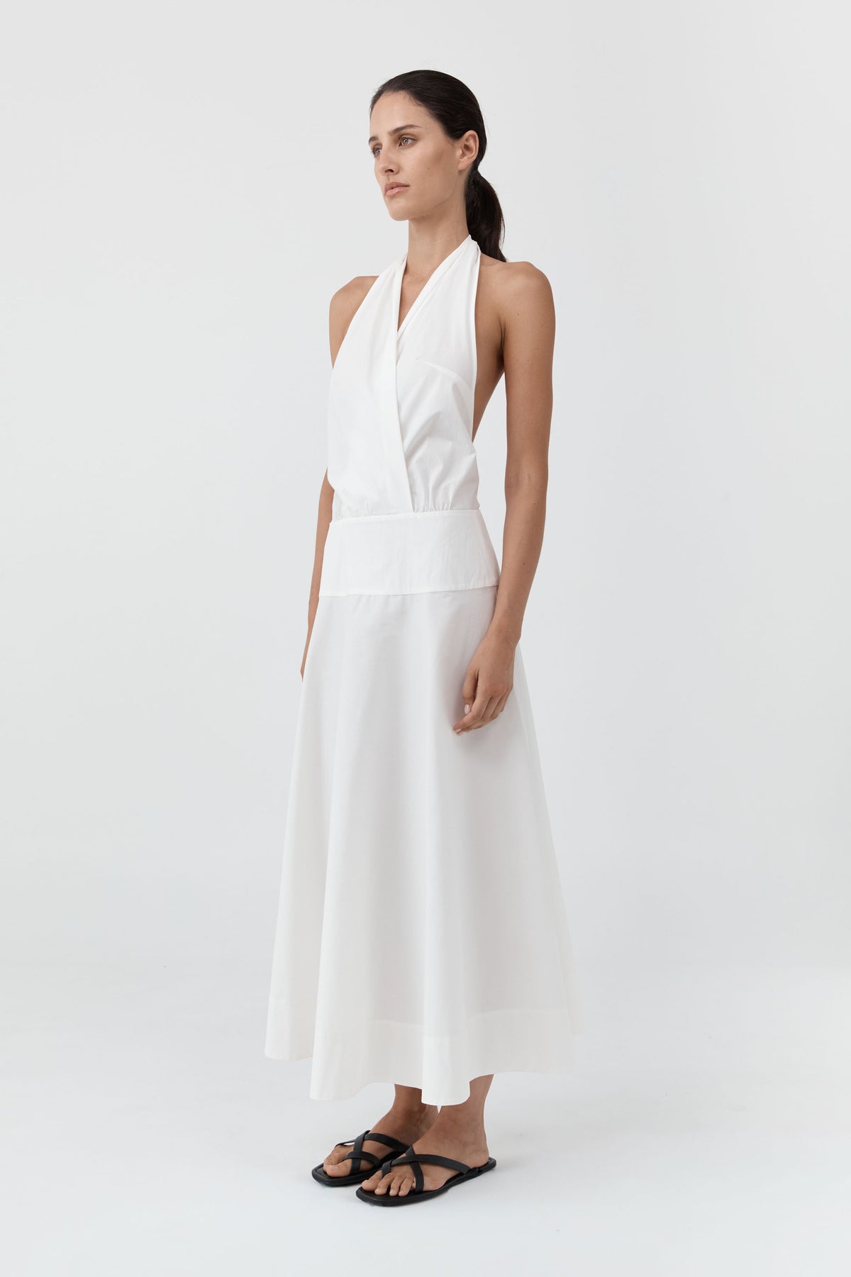 Halter Circle Hem Dress - Off White