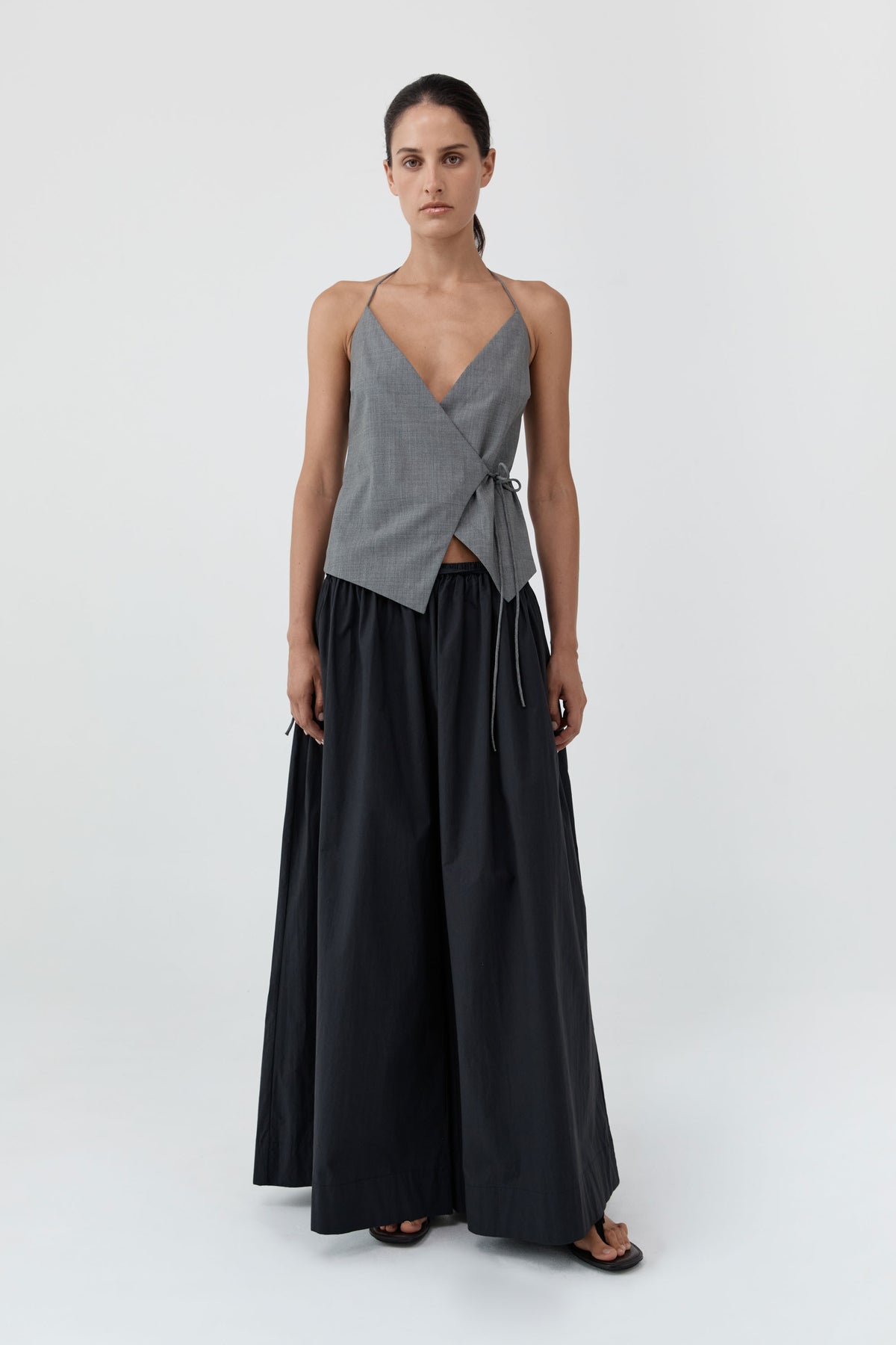 Wool Rouleau Halter Top - Pumice