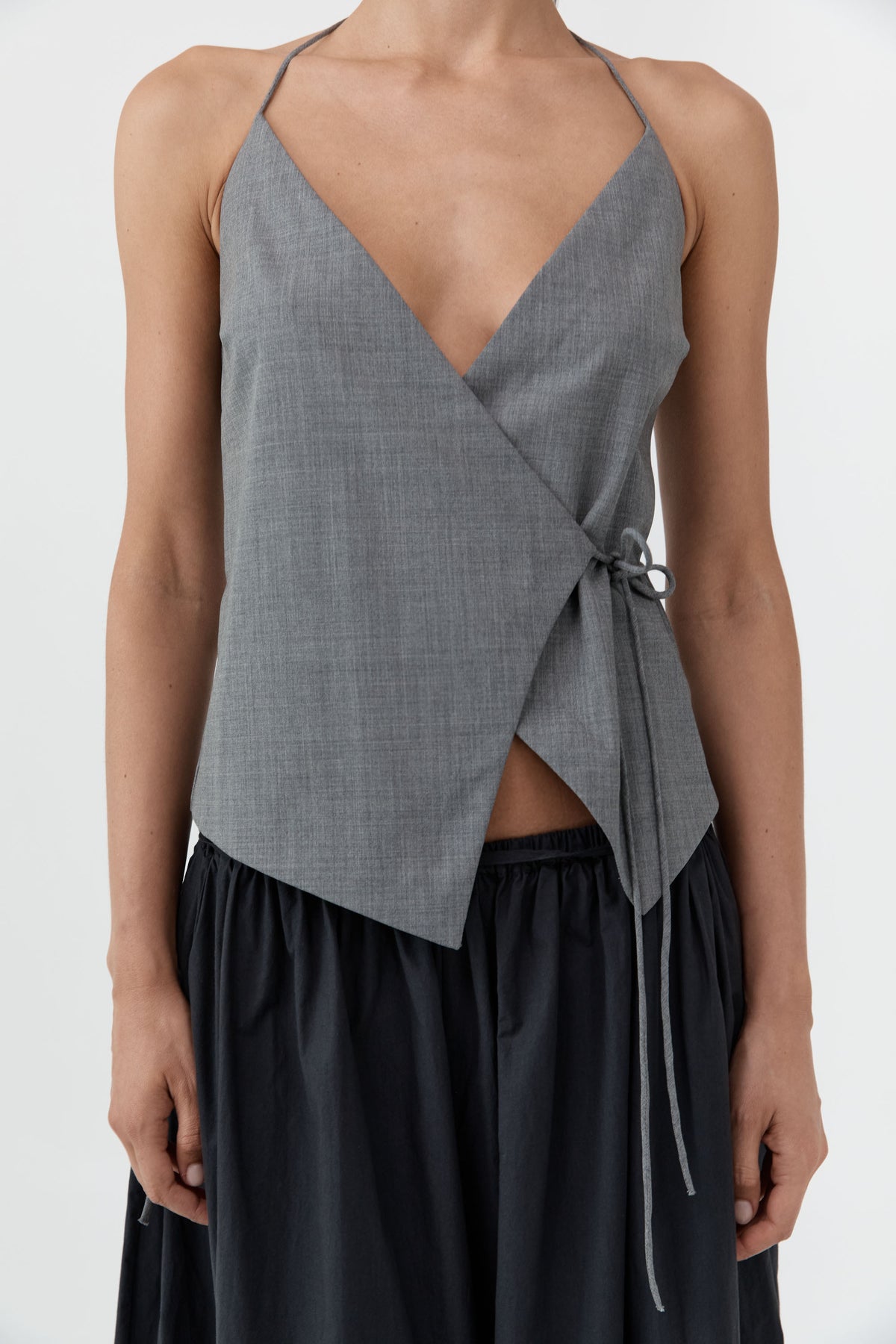 Wool Rouleau Halter Top - Pumice