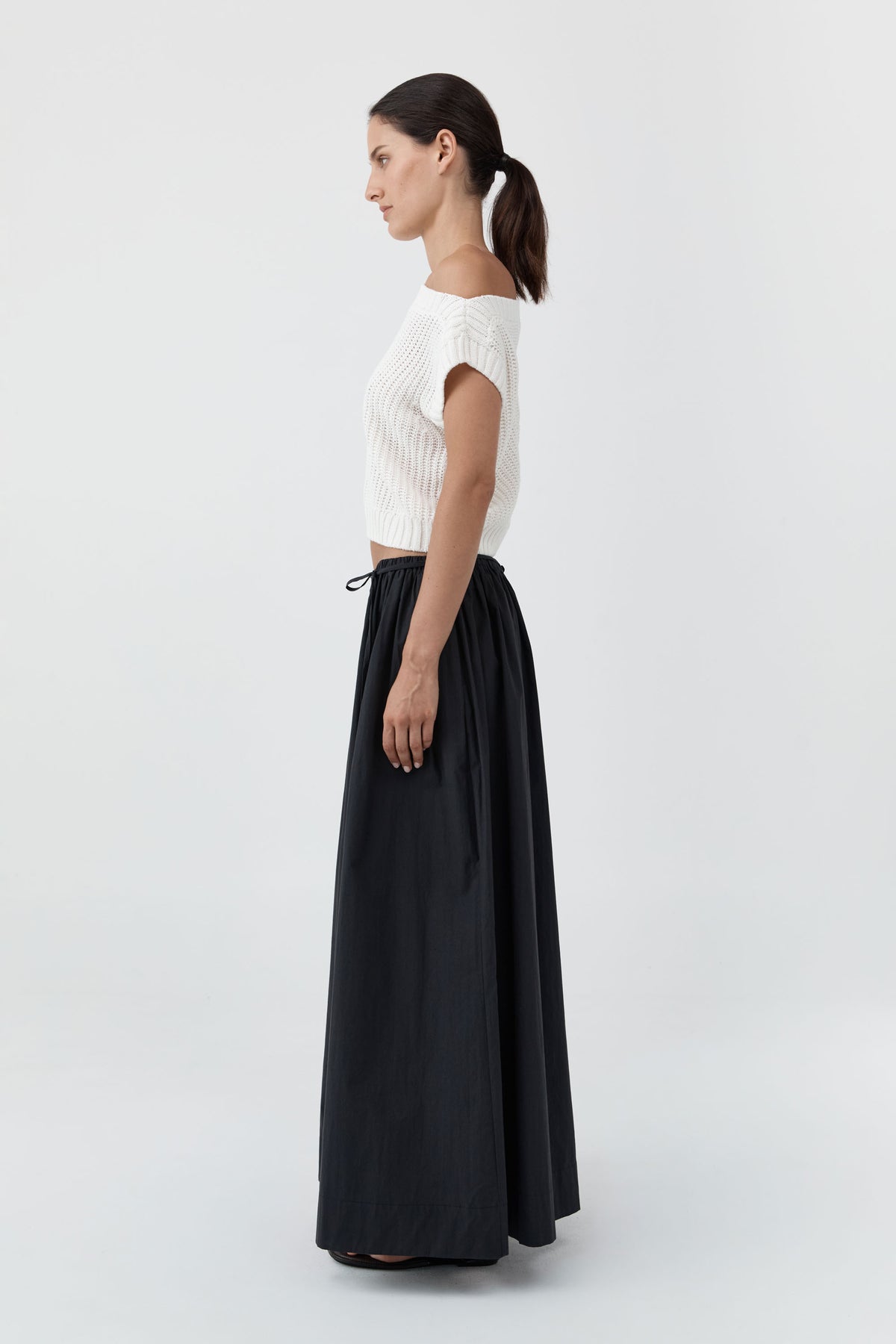 Cotton Hybrid Wide Leg Pants - Black