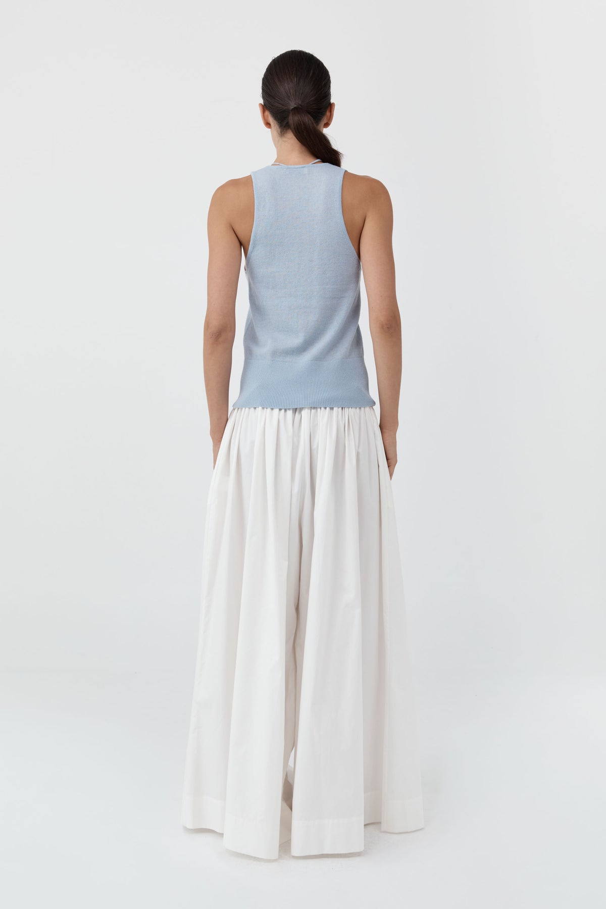 Plunge Rouleau Knit Tie Top - Light Steel