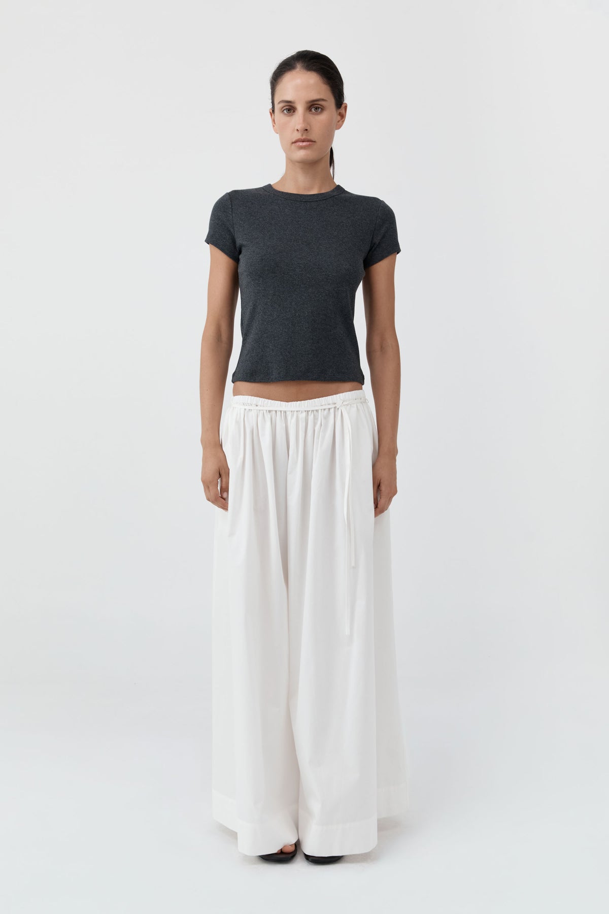 Cotton Hybrid Wide Leg Pants - Off White
