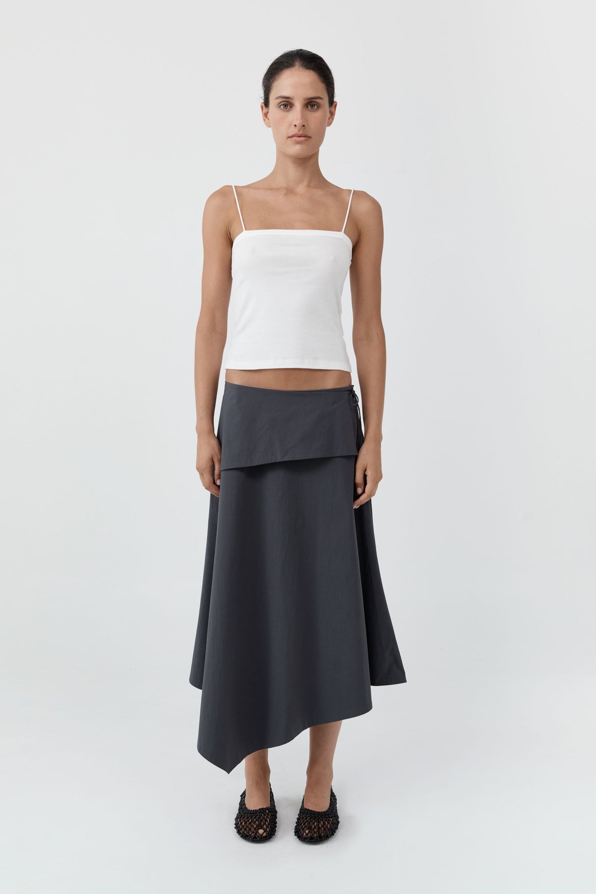 Detachable Belt Asymm Skirt - Iron Glaze