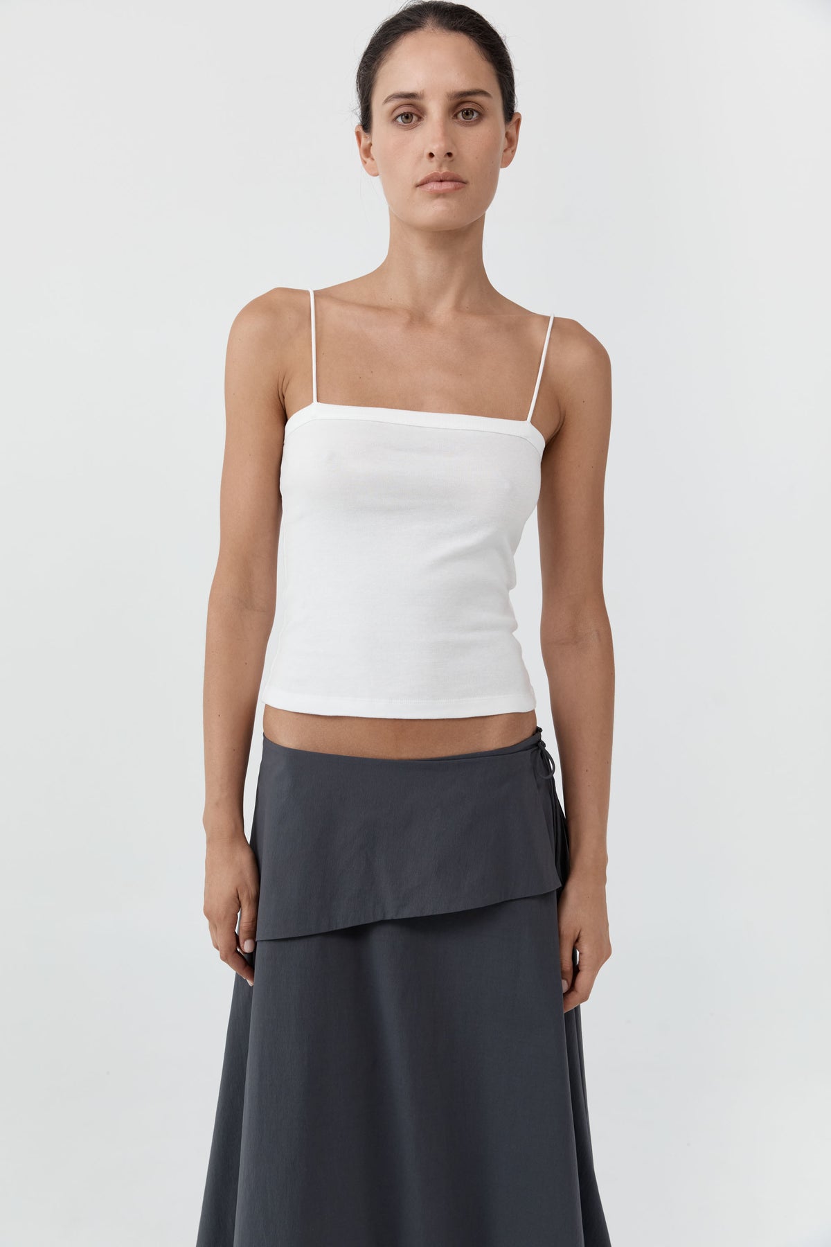 Detachable Belt Asymm Skirt - Iron Glaze