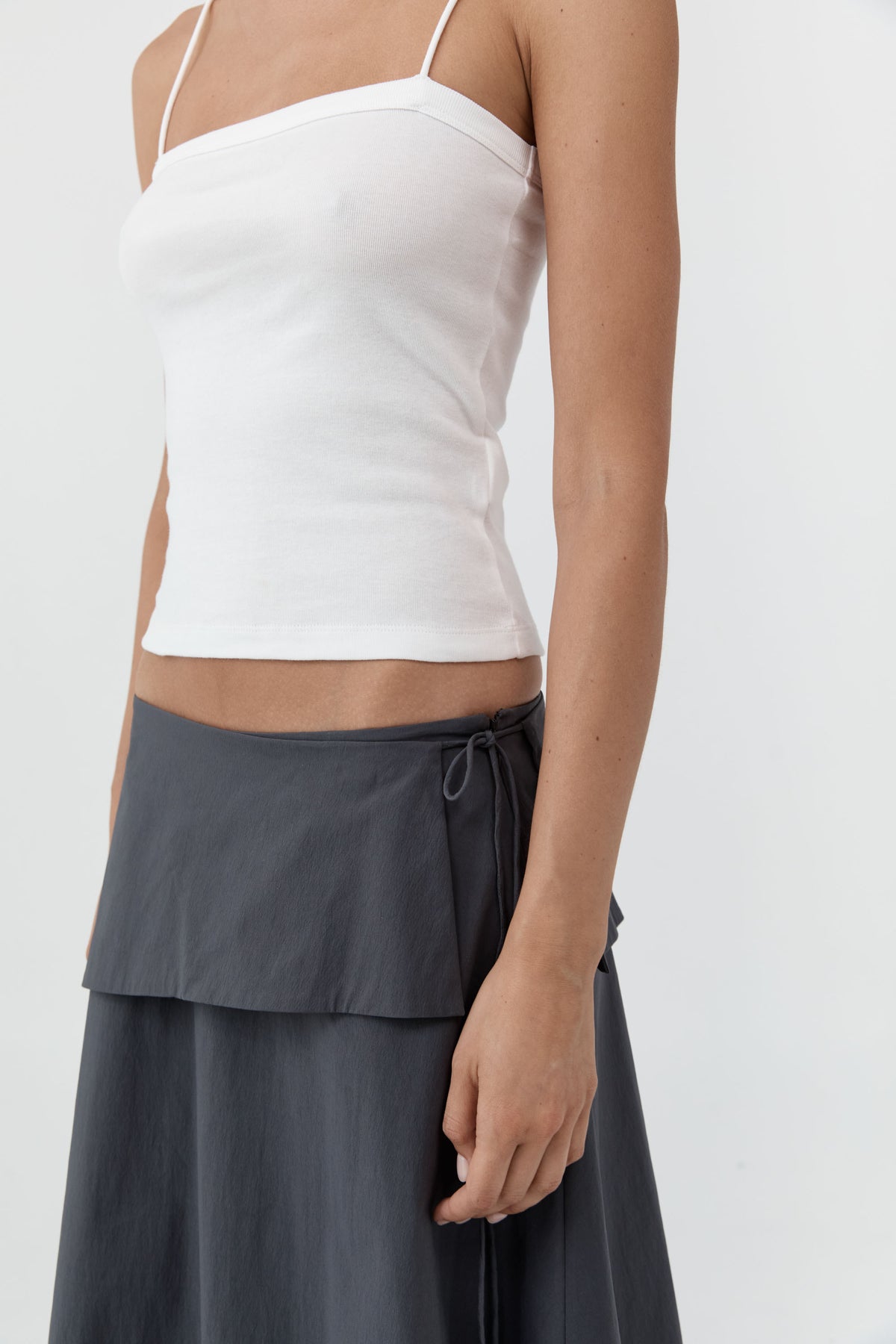 Detachable Belt Asymm Skirt - Iron Glaze
