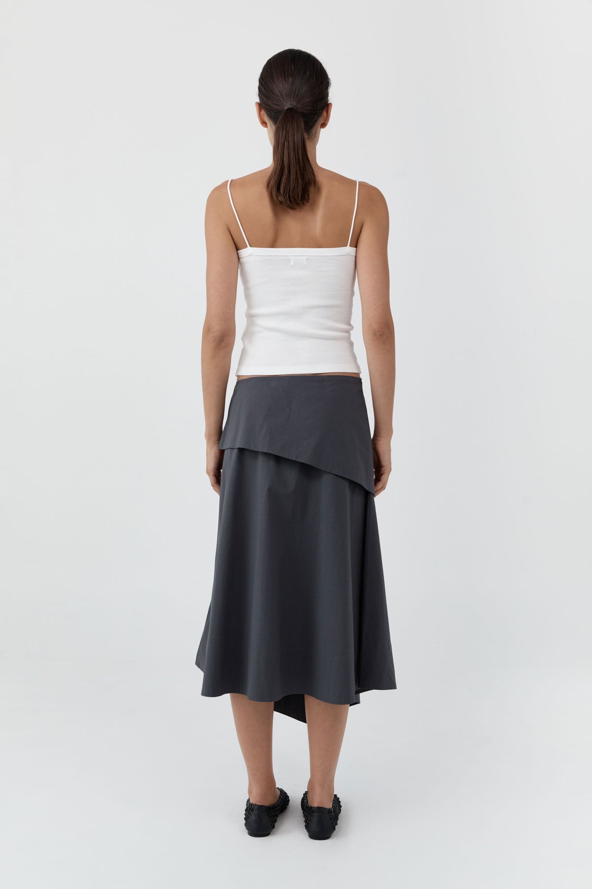 Detachable Belt Asymm Skirt - Iron Glaze