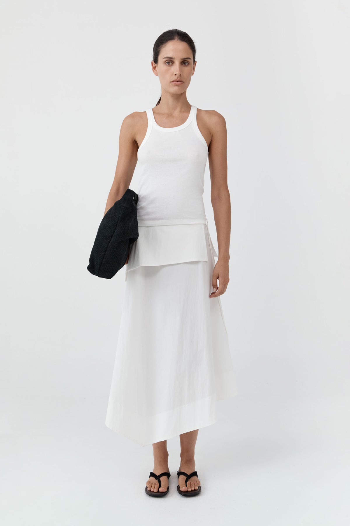 Detachable Belt Asymm Skirt - Off White