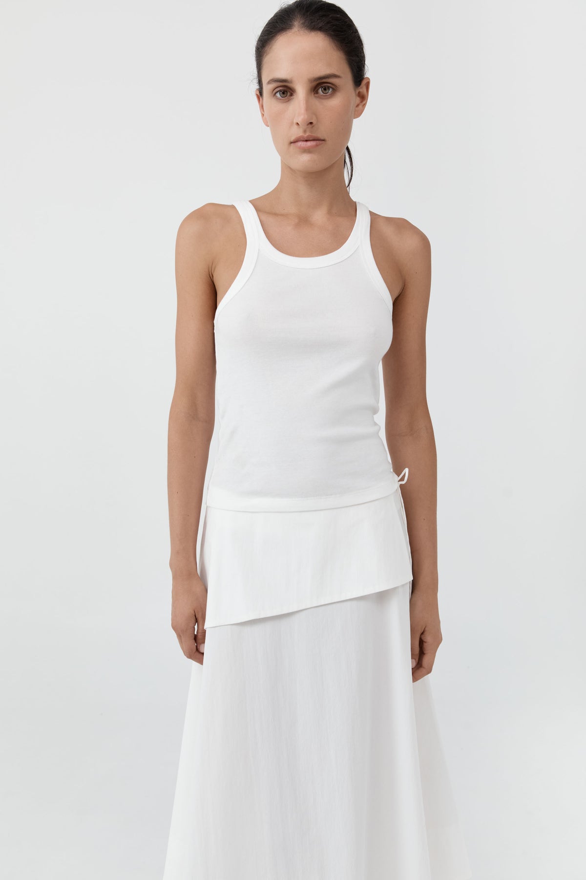 Detachable Belt Asymm Skirt - Off White