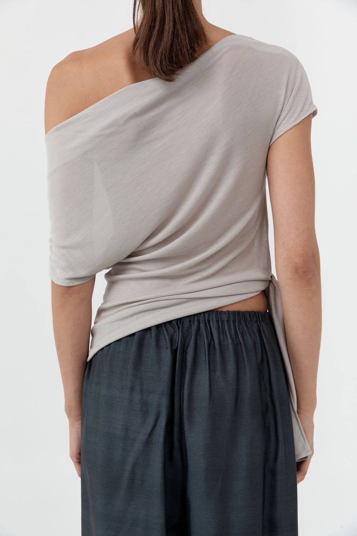 Fine Jersey Off Shoulder Top - Soft Ash