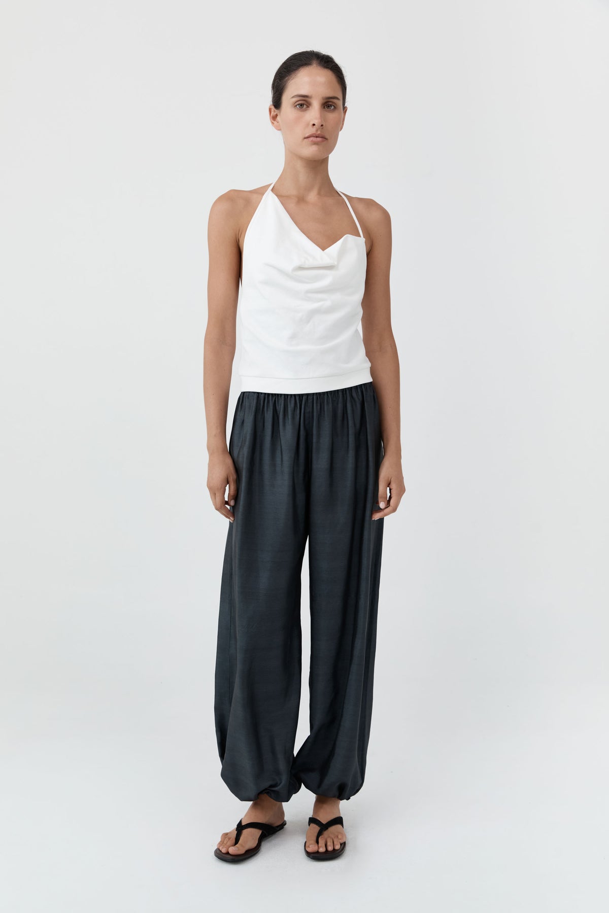 Cotton Jersey Halter Top - Off White