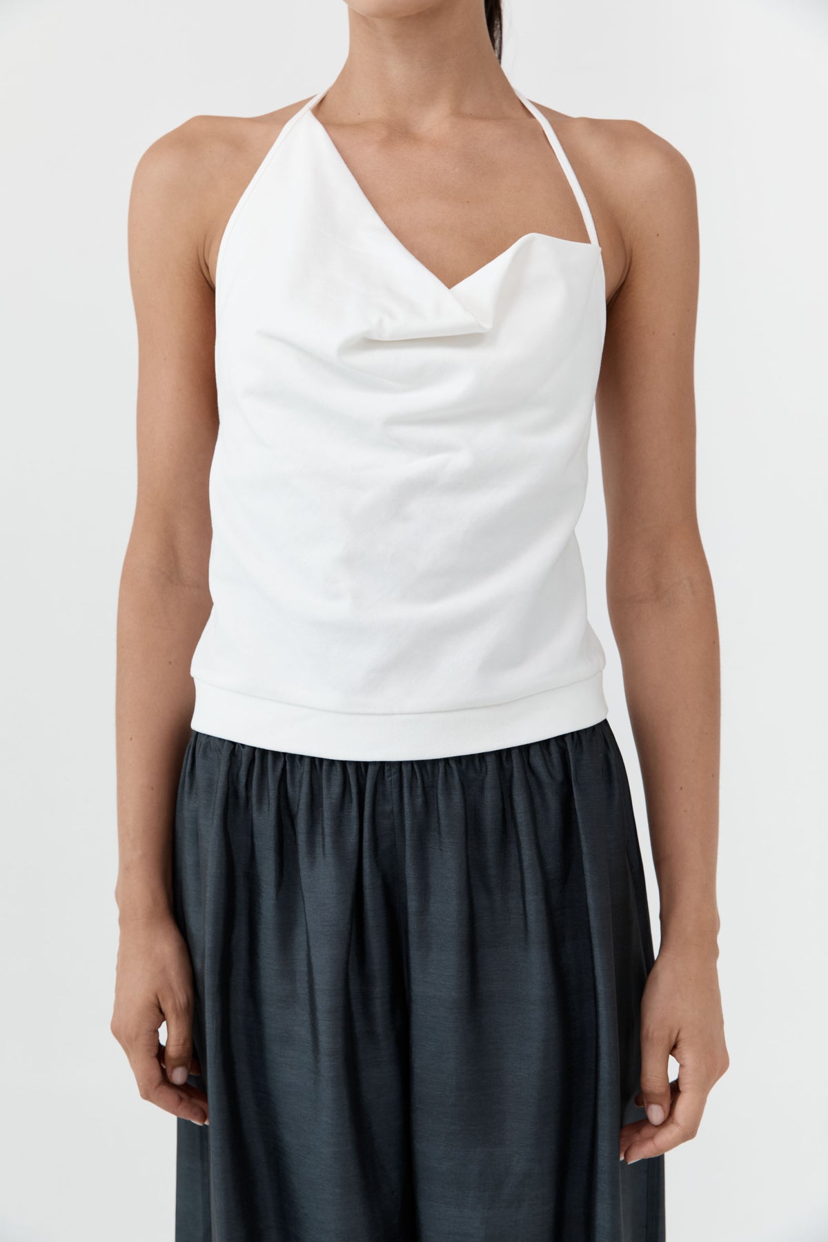 Cotton Jersey Halter Top - Off White