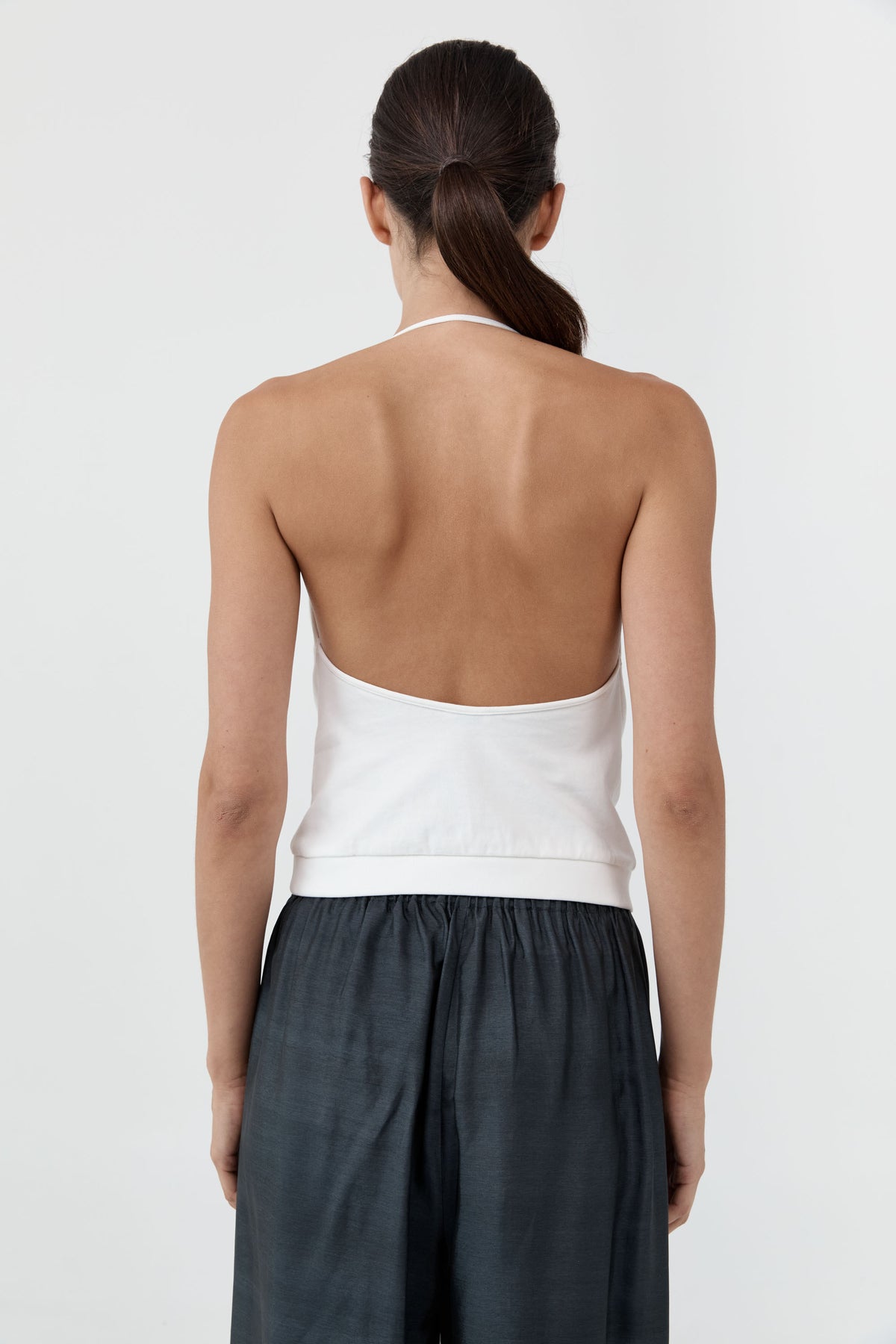 Cotton Jersey Halter Top - Off White