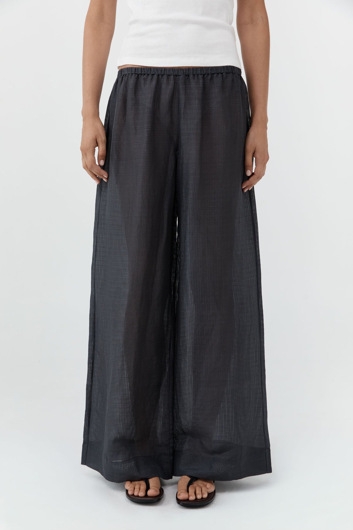 Woven Check Relaxed Pants - Iron Glaze