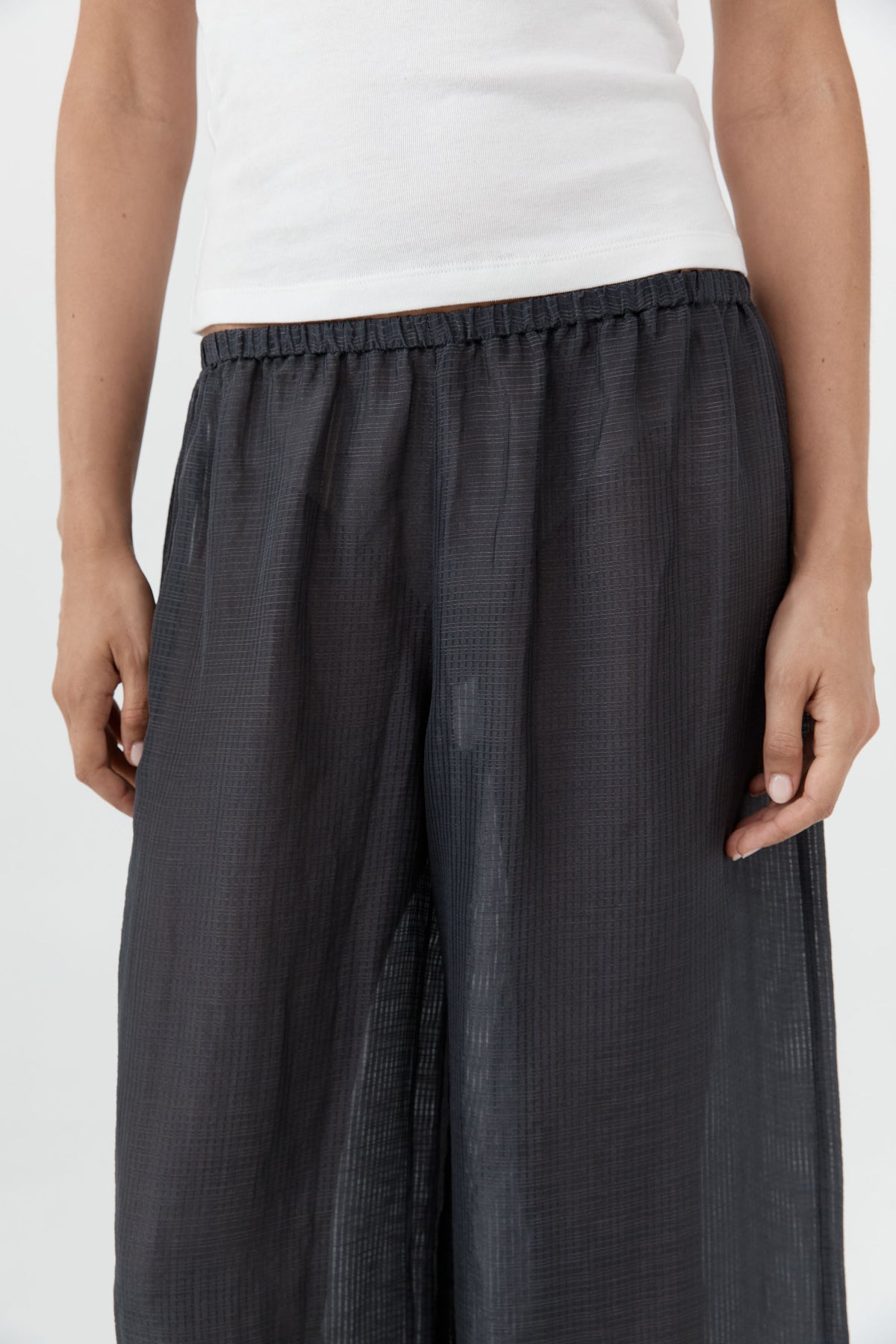 Woven Check Relaxed Pants - Iron Glaze