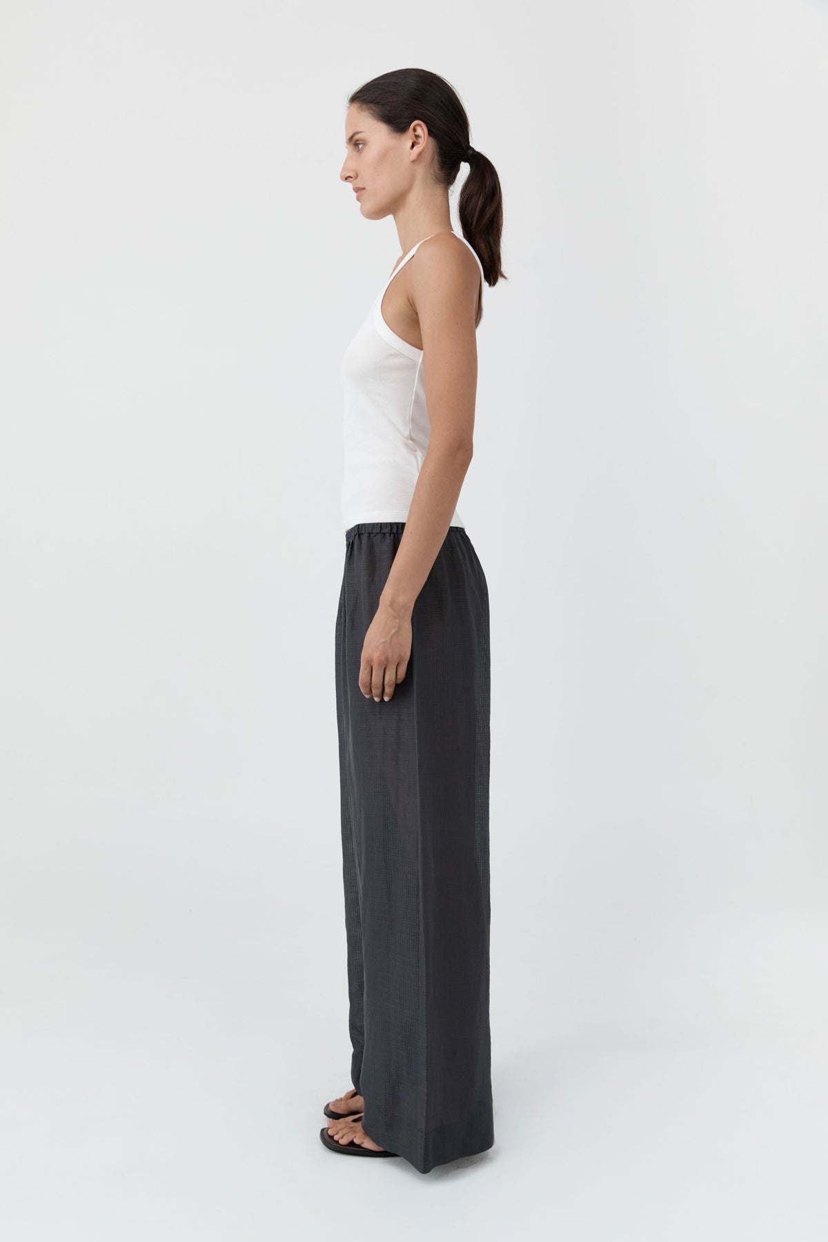 Woven Check Relaxed Pants - Iron Glaze