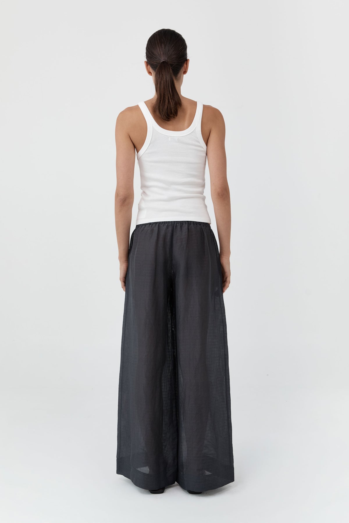 Woven Check Relaxed Pants - Iron Glaze
