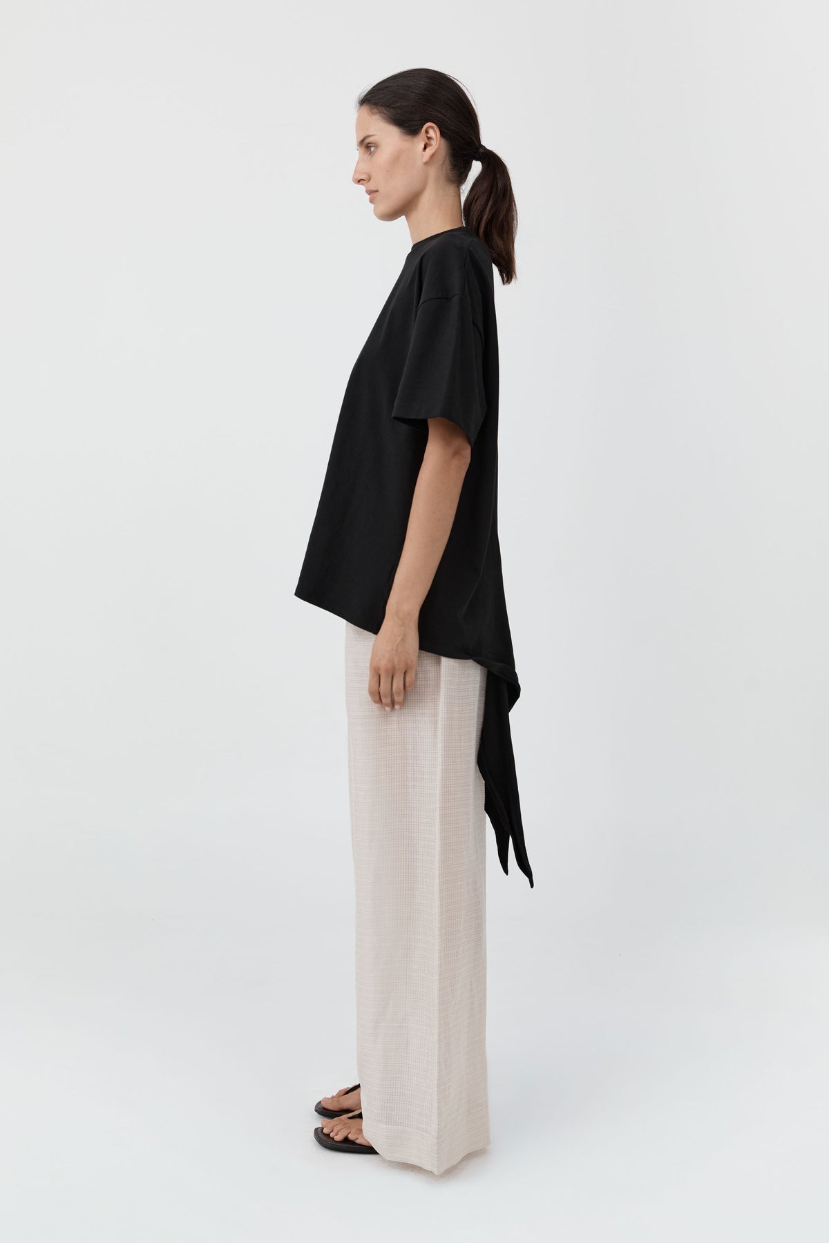 Cotton Jersey Split Back Tee - Black
