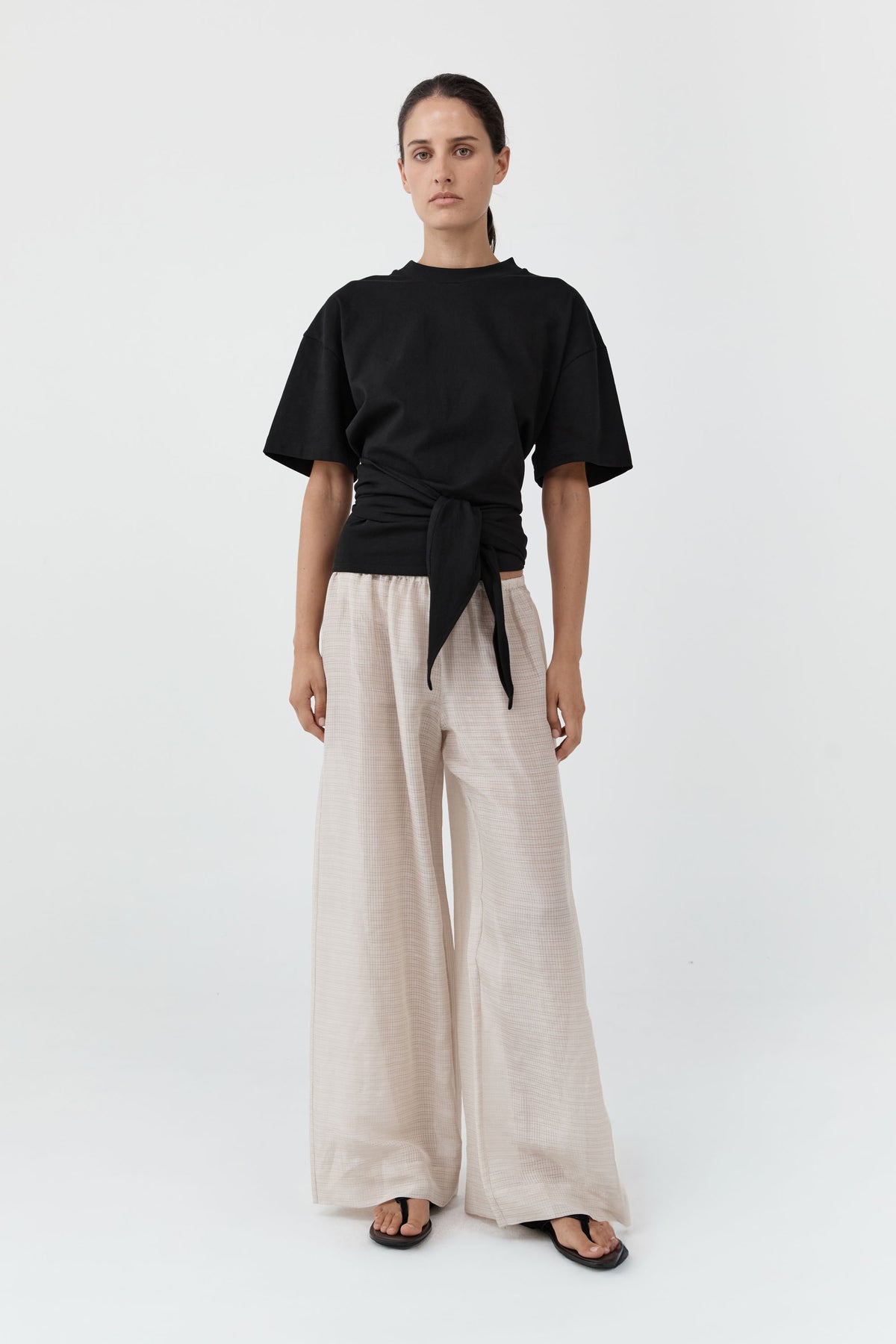 Cotton Jersey Split Back Tee - Black