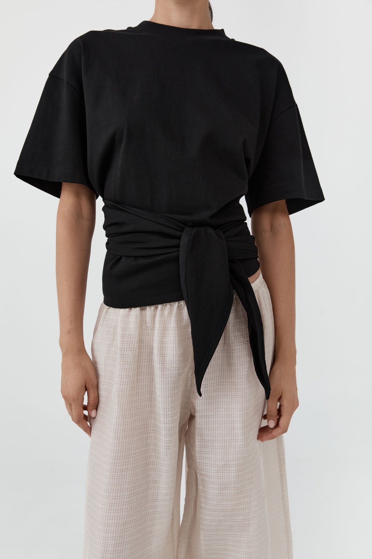Cotton Jersey Split Back Tee - Black