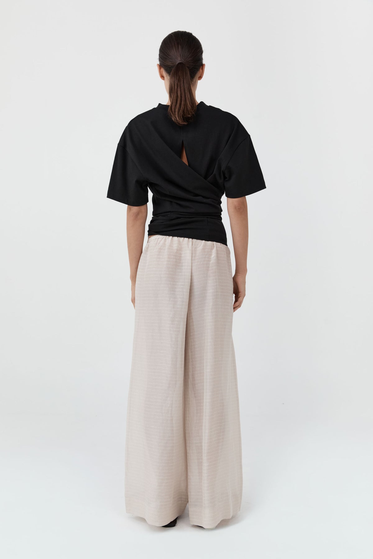 Cotton Jersey Split Back Tee - Black