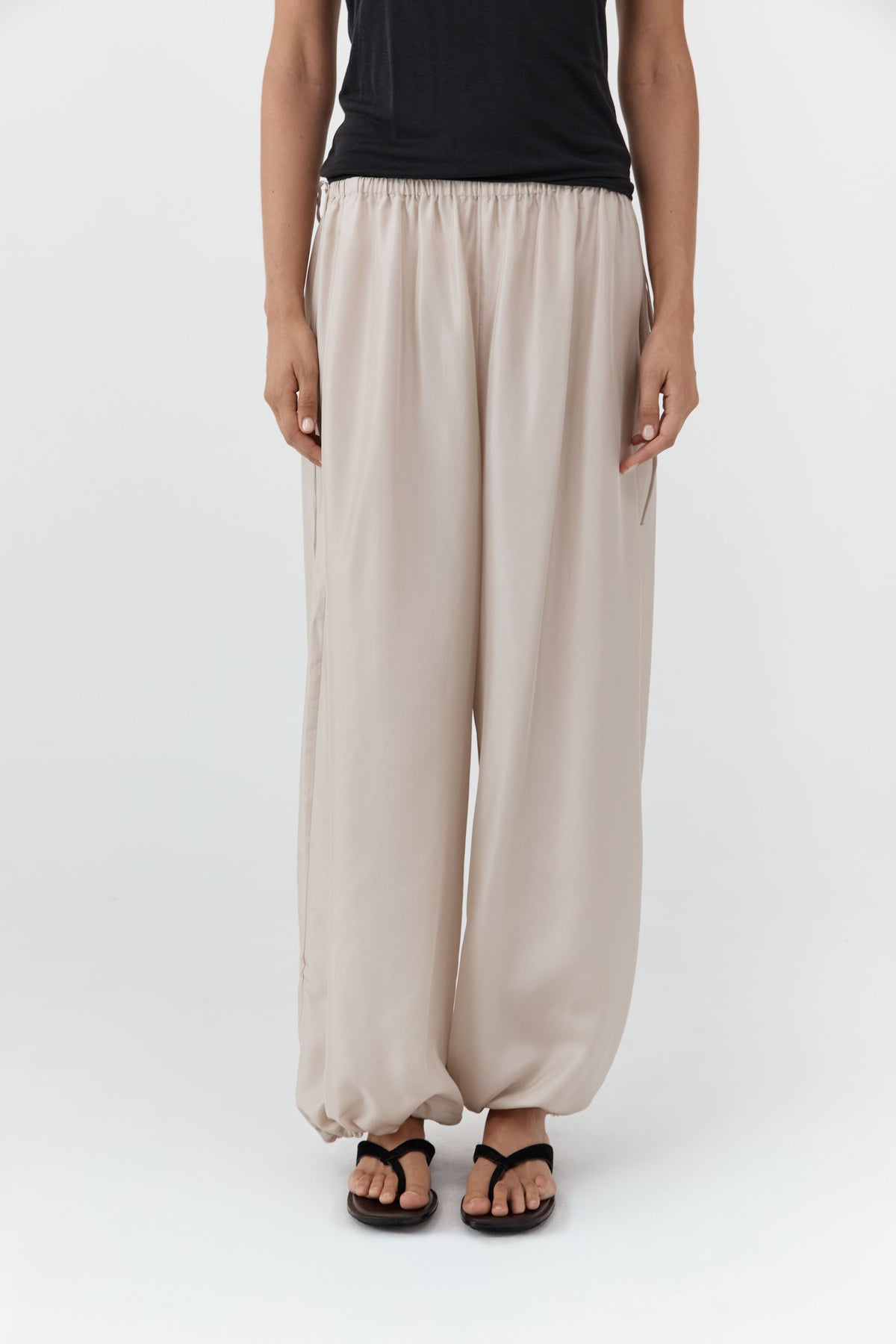Silk Adjustable Balloon Pants - Soft Ash