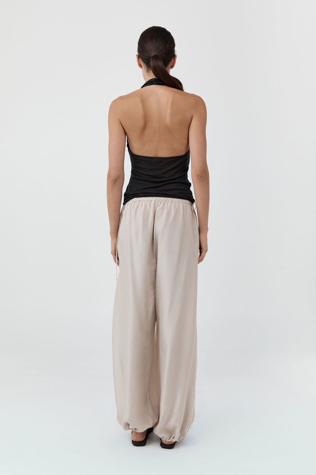 Fine Jersey Wrap Halter Top - Charcoal