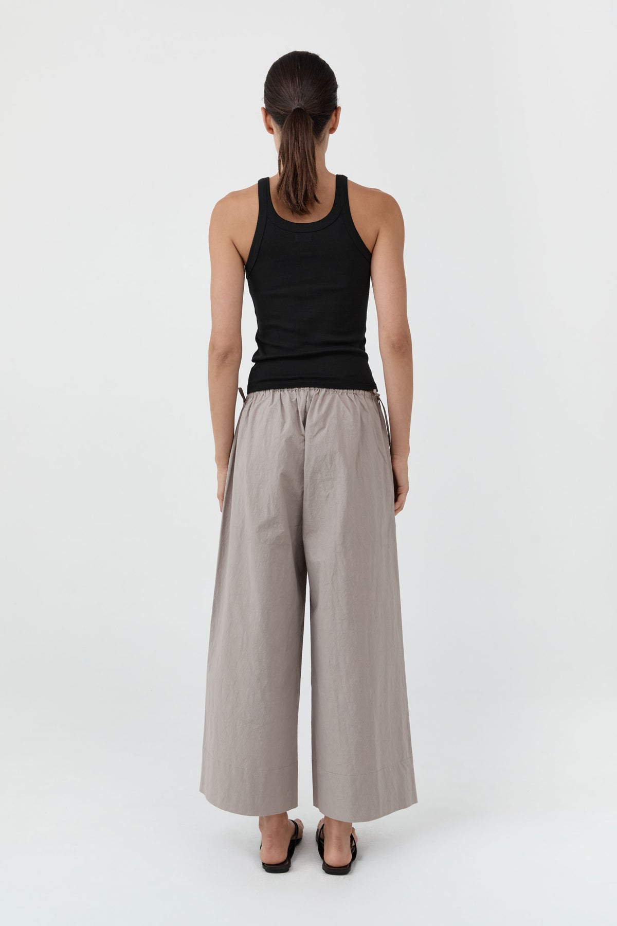 Technical Cotton Cropped Drawstring Pants - Grey Stone