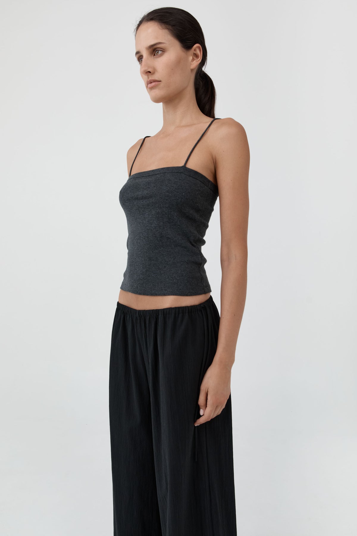 Organic Cotton Square Neck Cami - Jet Black