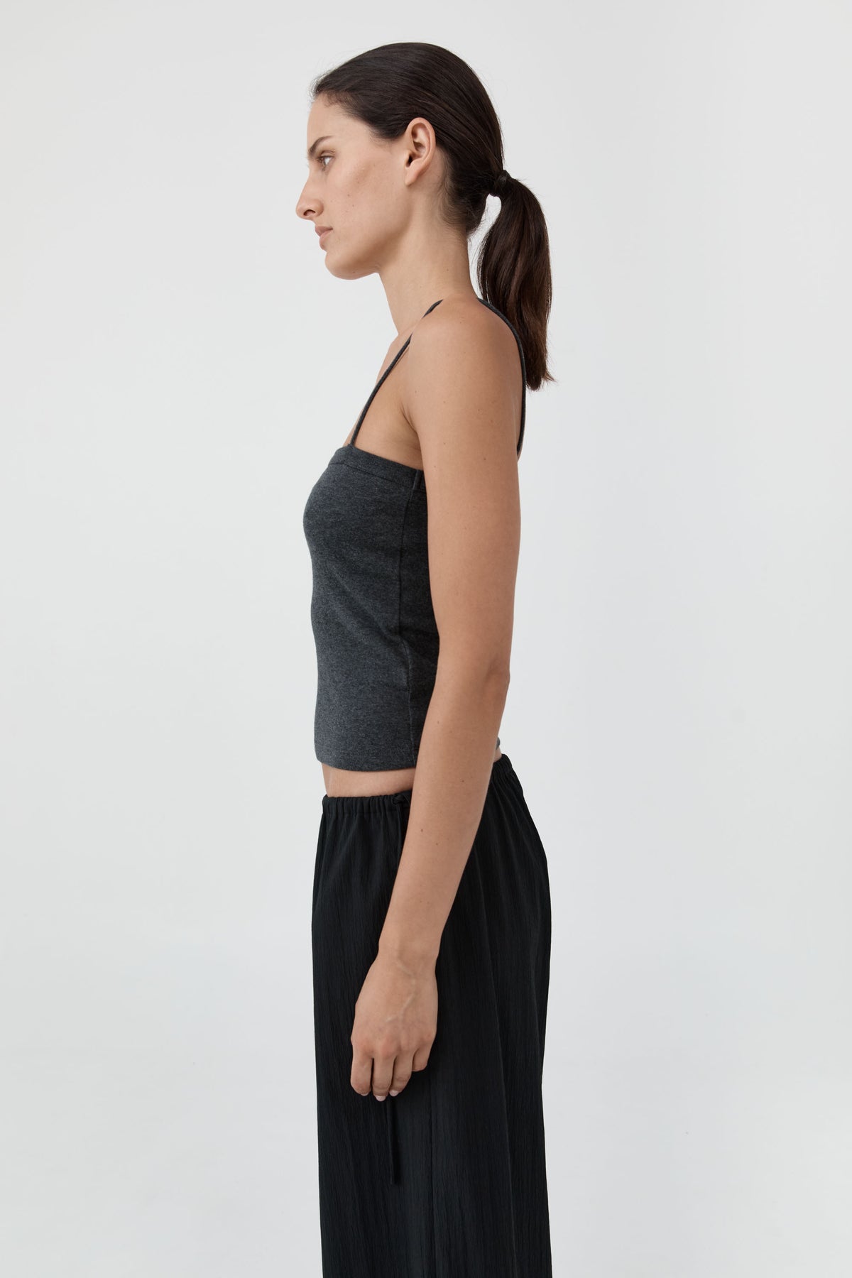 Organic Cotton Square Neck Cami - Jet Black