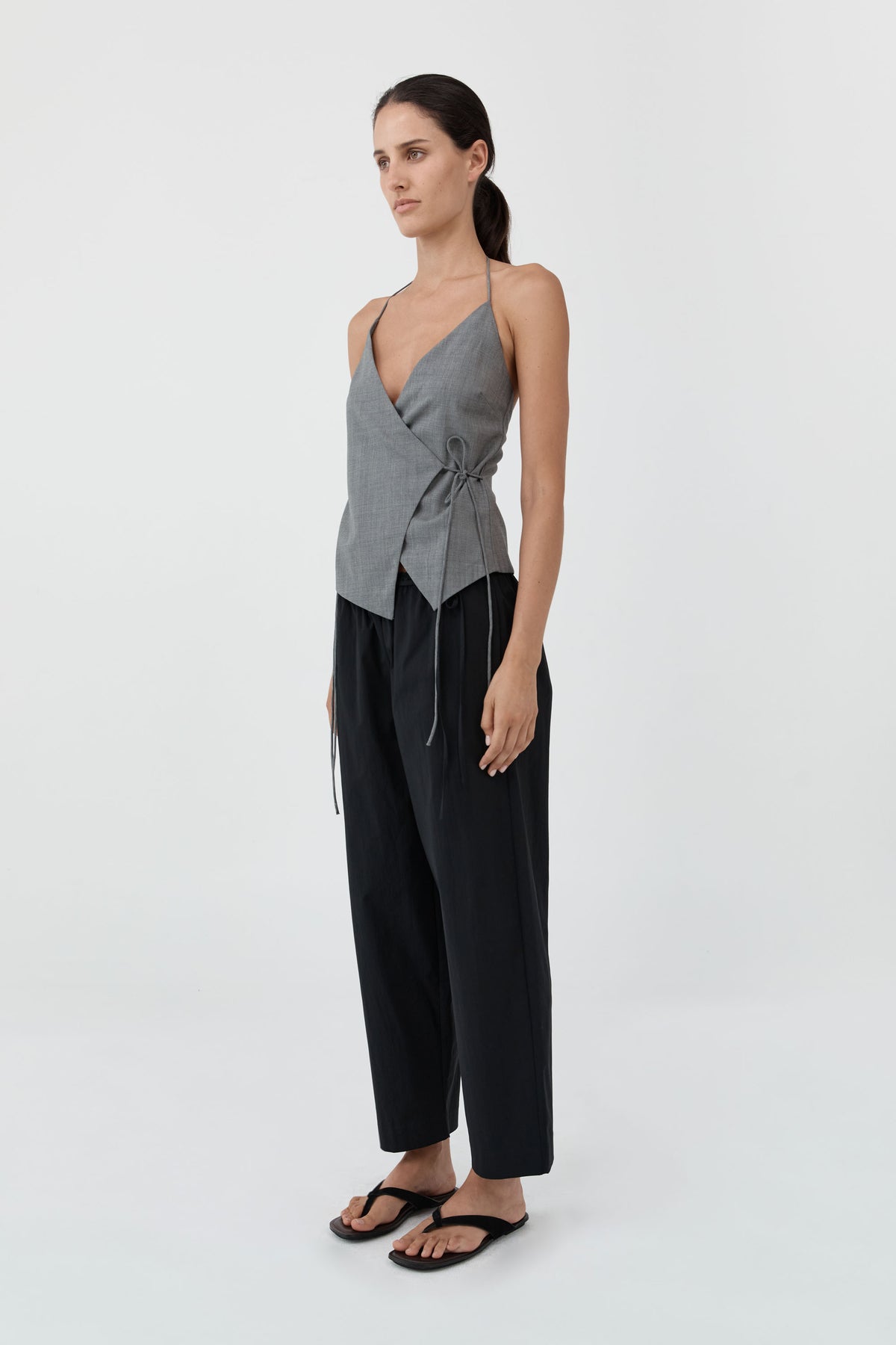 Fine Rouleau Crop Pants - Black