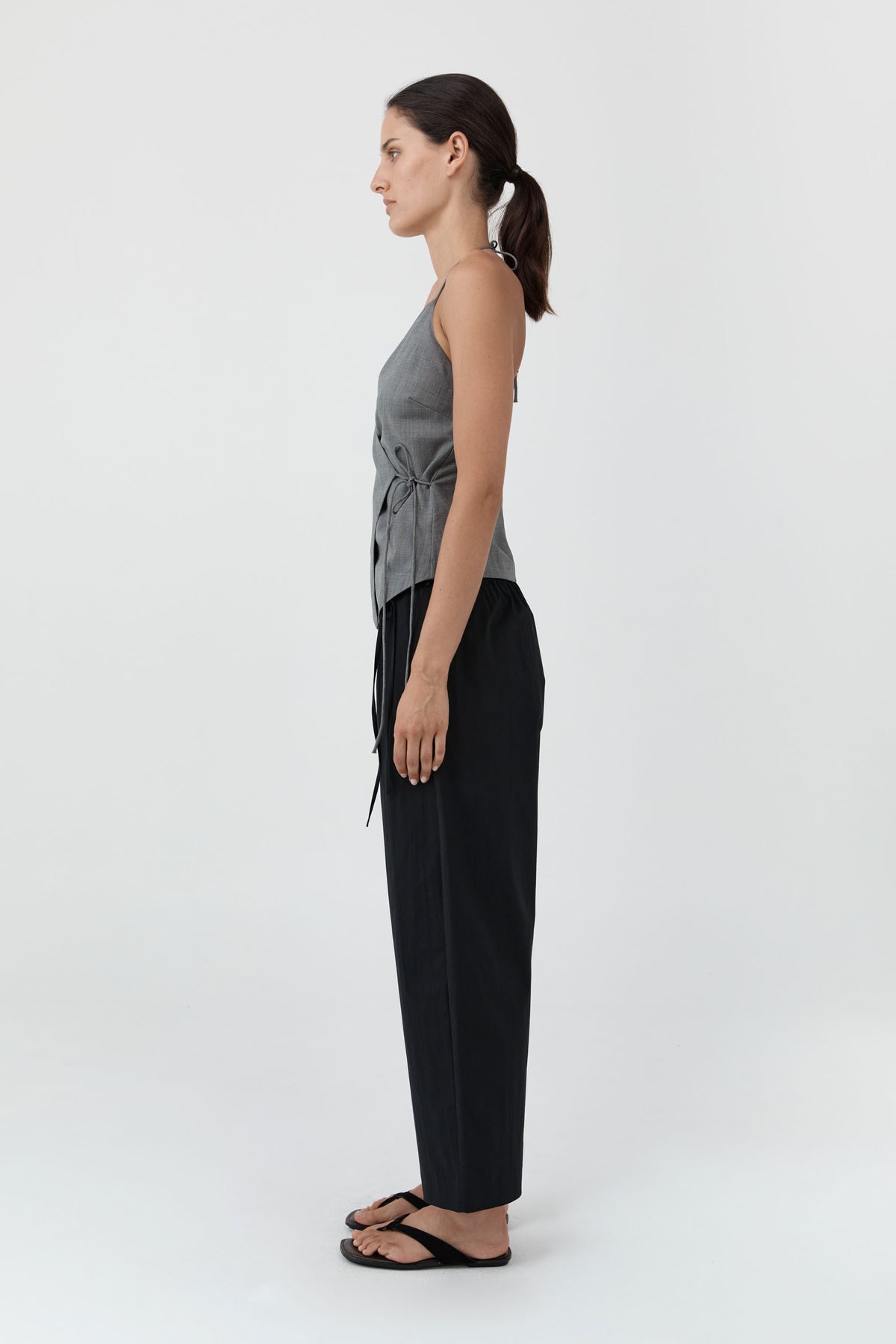 Fine Rouleau Crop Pants - Black