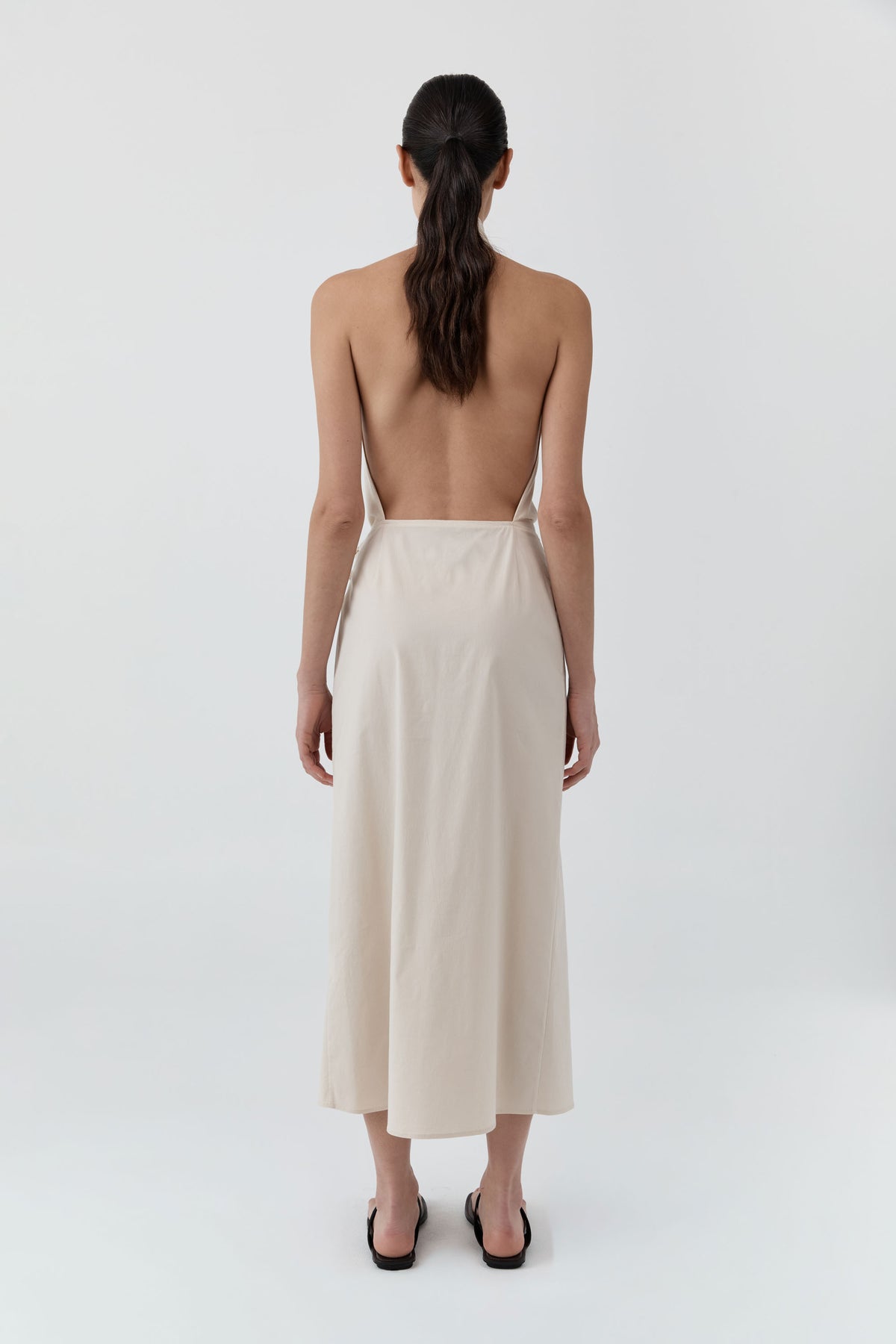 Halter Wrap Backless Dress - Porcelain