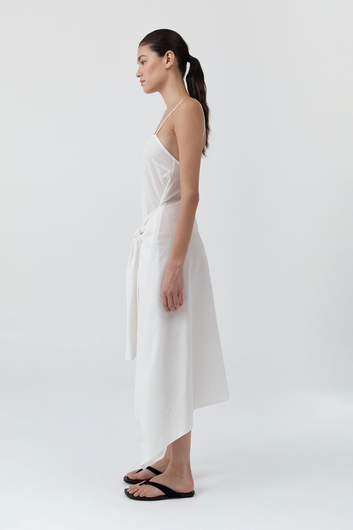 Pinstripe Relaxed Cocoon Dress - White