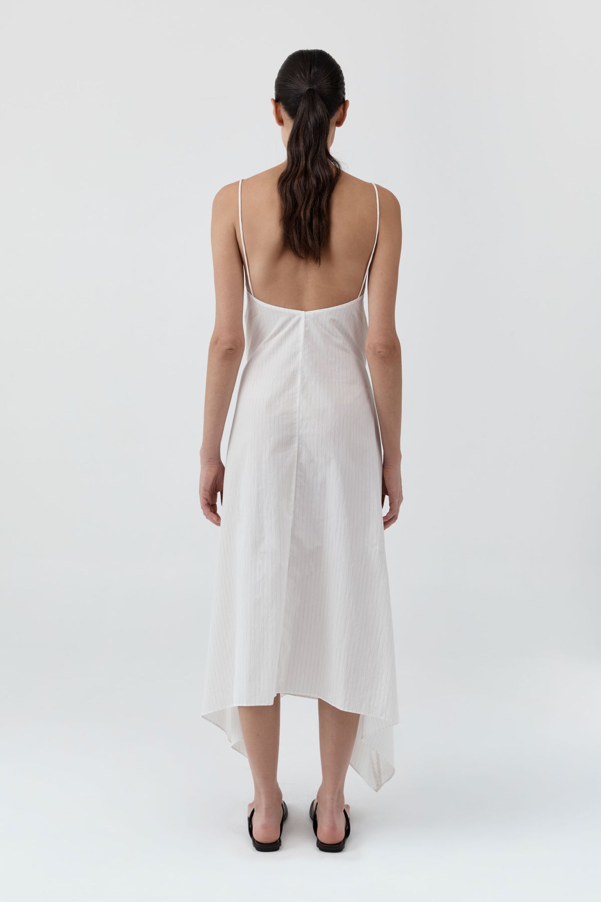 Pinstripe Relaxed Cocoon Dress - White