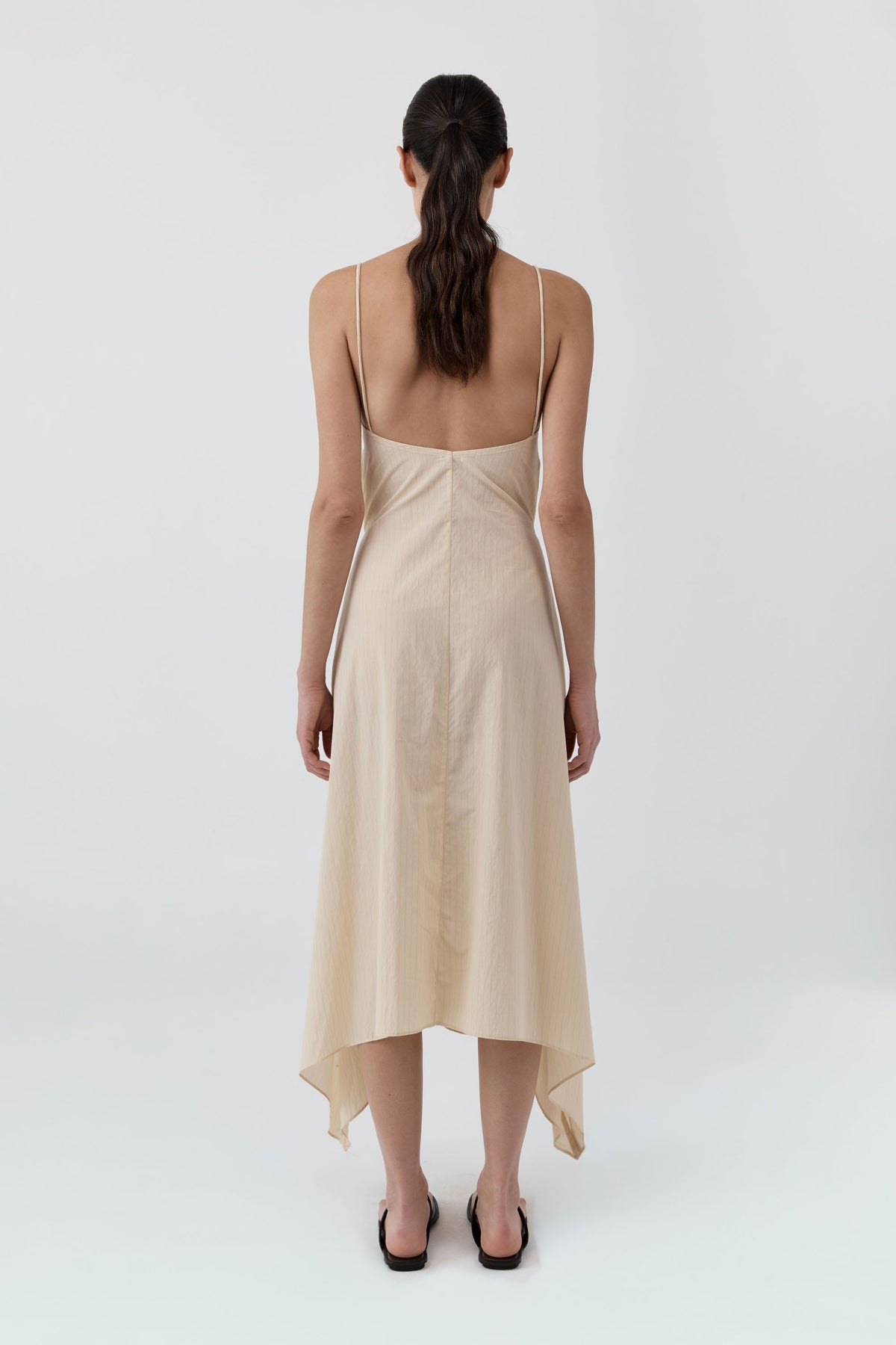 Pinstripe Relaxed Cocoon Dress - Straw