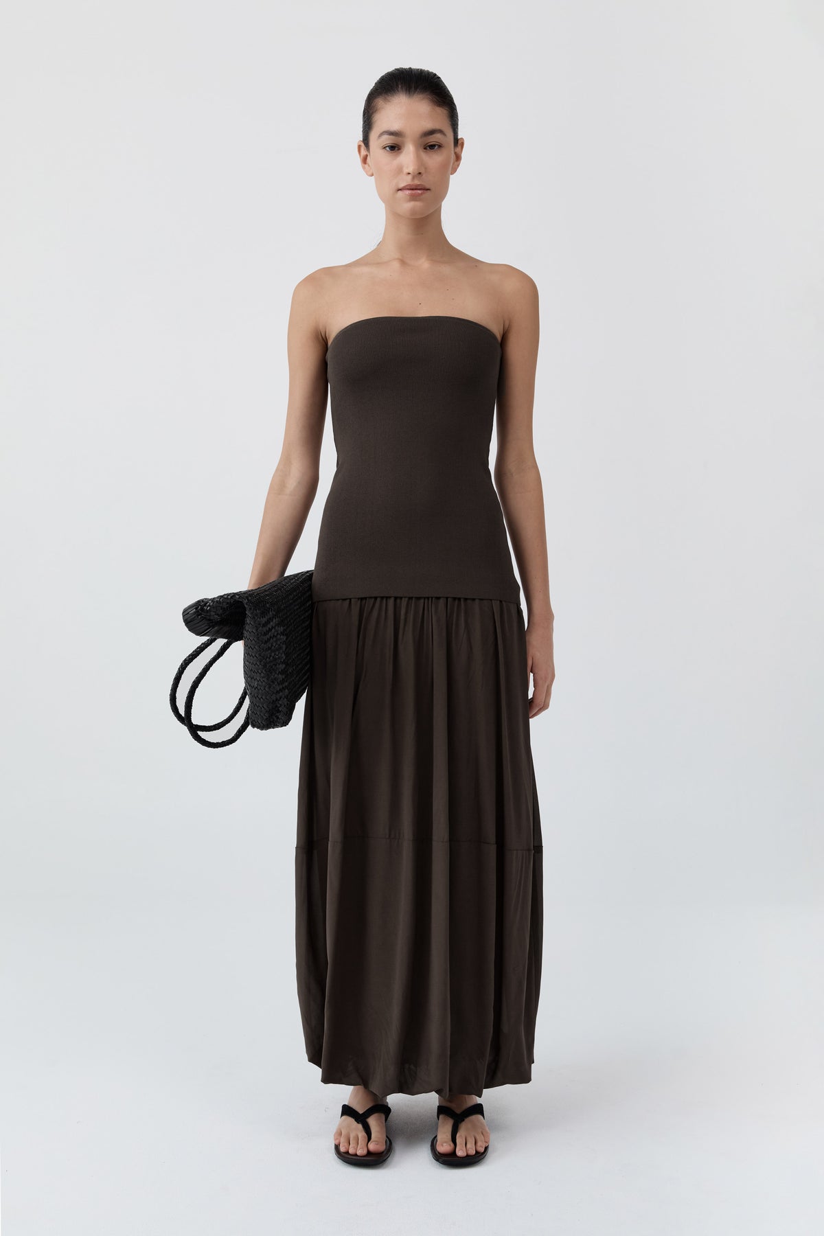 Strapless Balloon Hem Dress - Cedar
