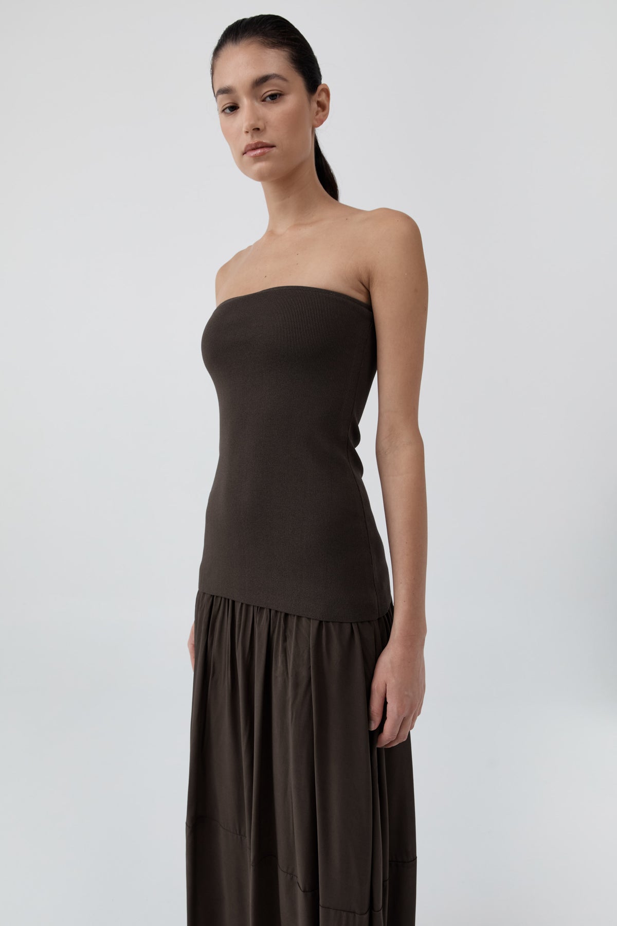 Strapless Balloon Hem Dress - Cedar