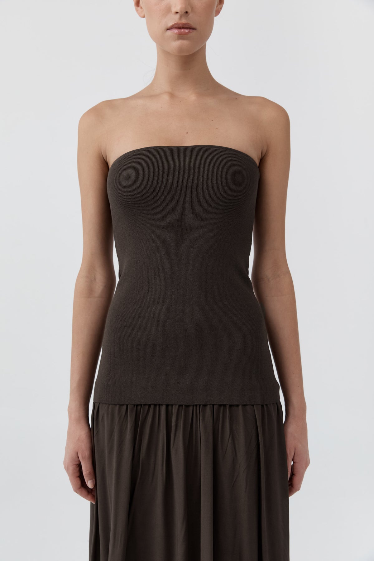 Strapless Balloon Hem Dress - Cedar