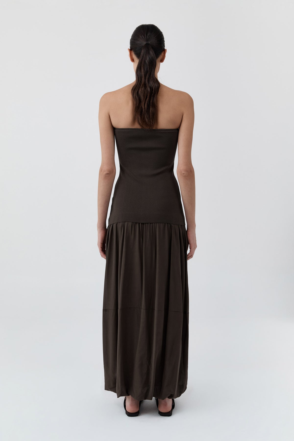 Strapless Balloon Hem Dress - Cedar