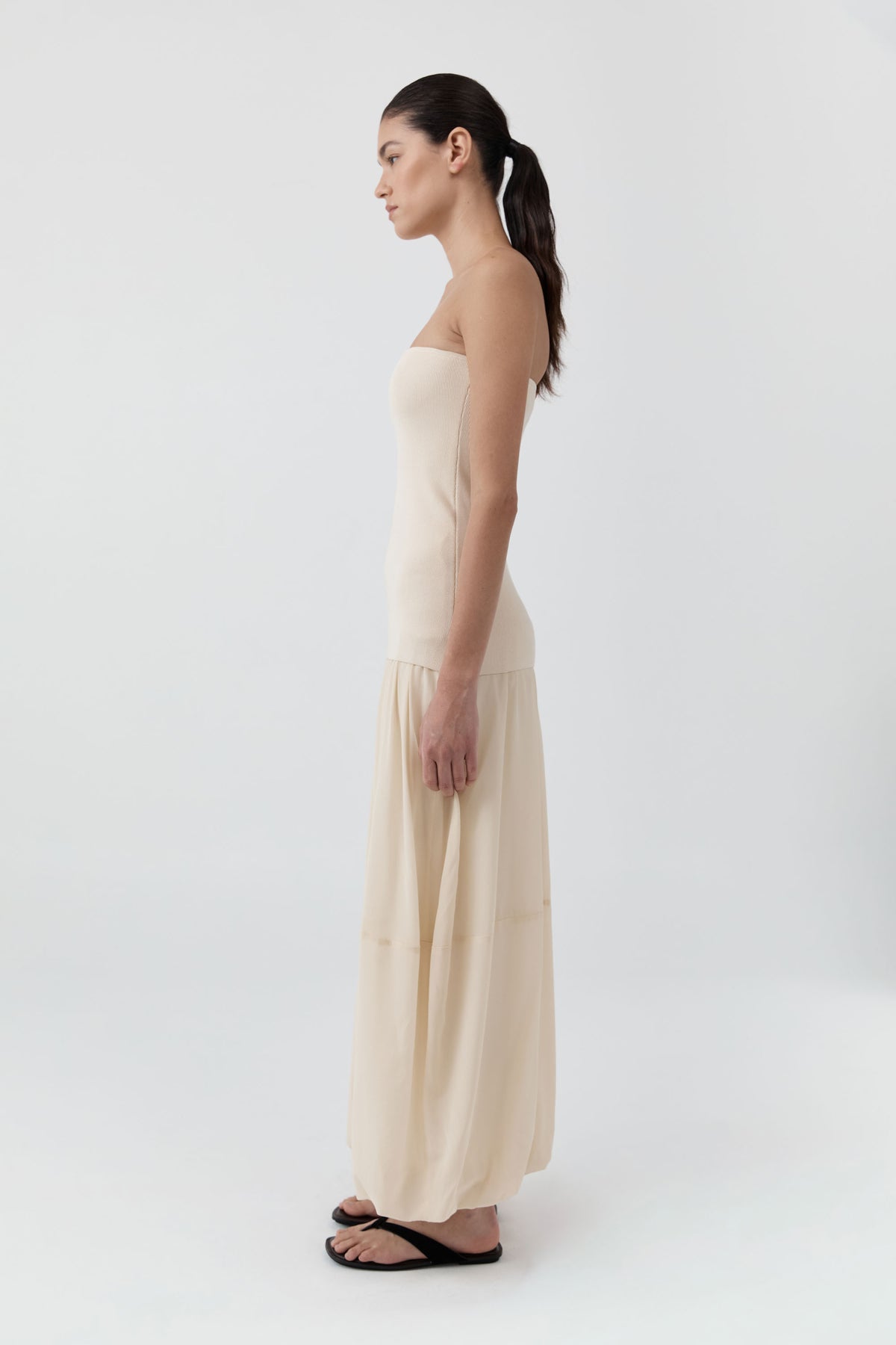 Strapless Balloon Hem Dress - Porcelain